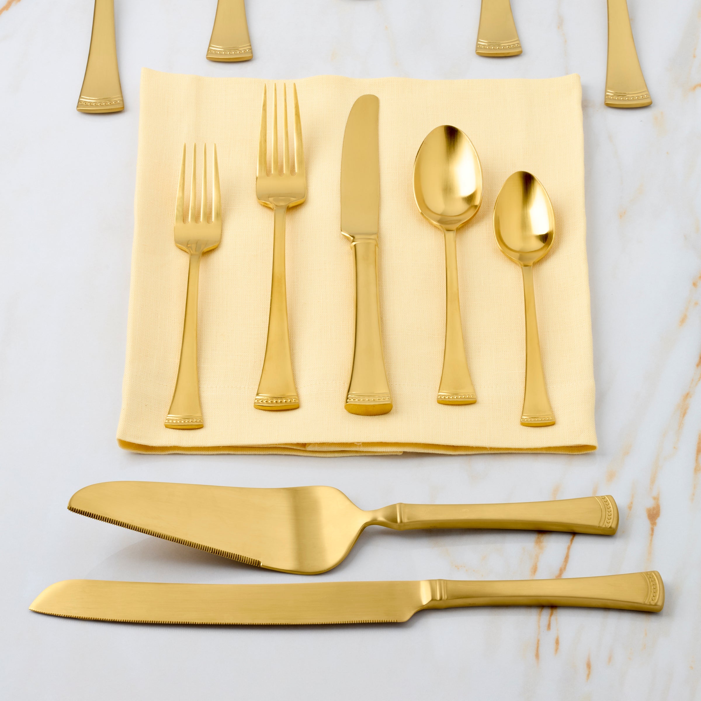 Portola Gold Satin 2 Piece Dessert Set