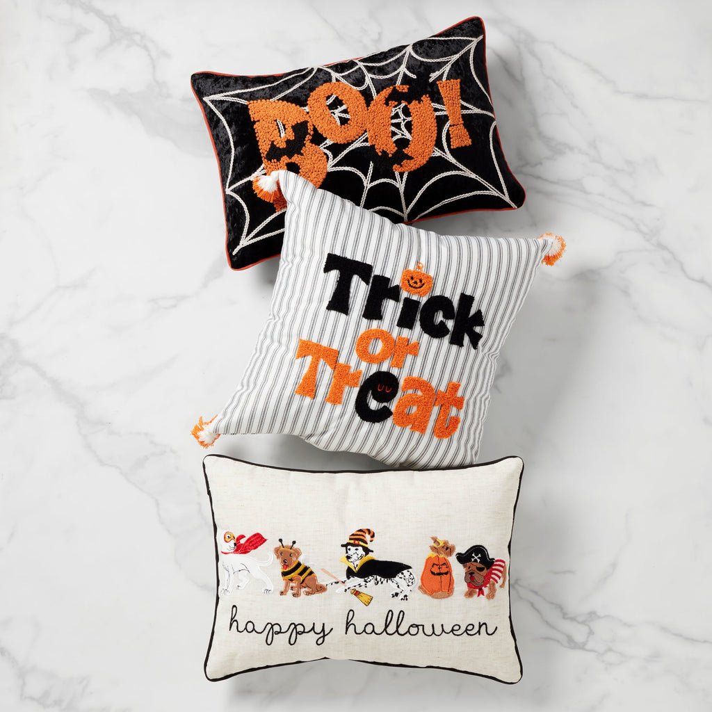Pups' Costume Party 14x20 Embroidered Halloween Pillow
