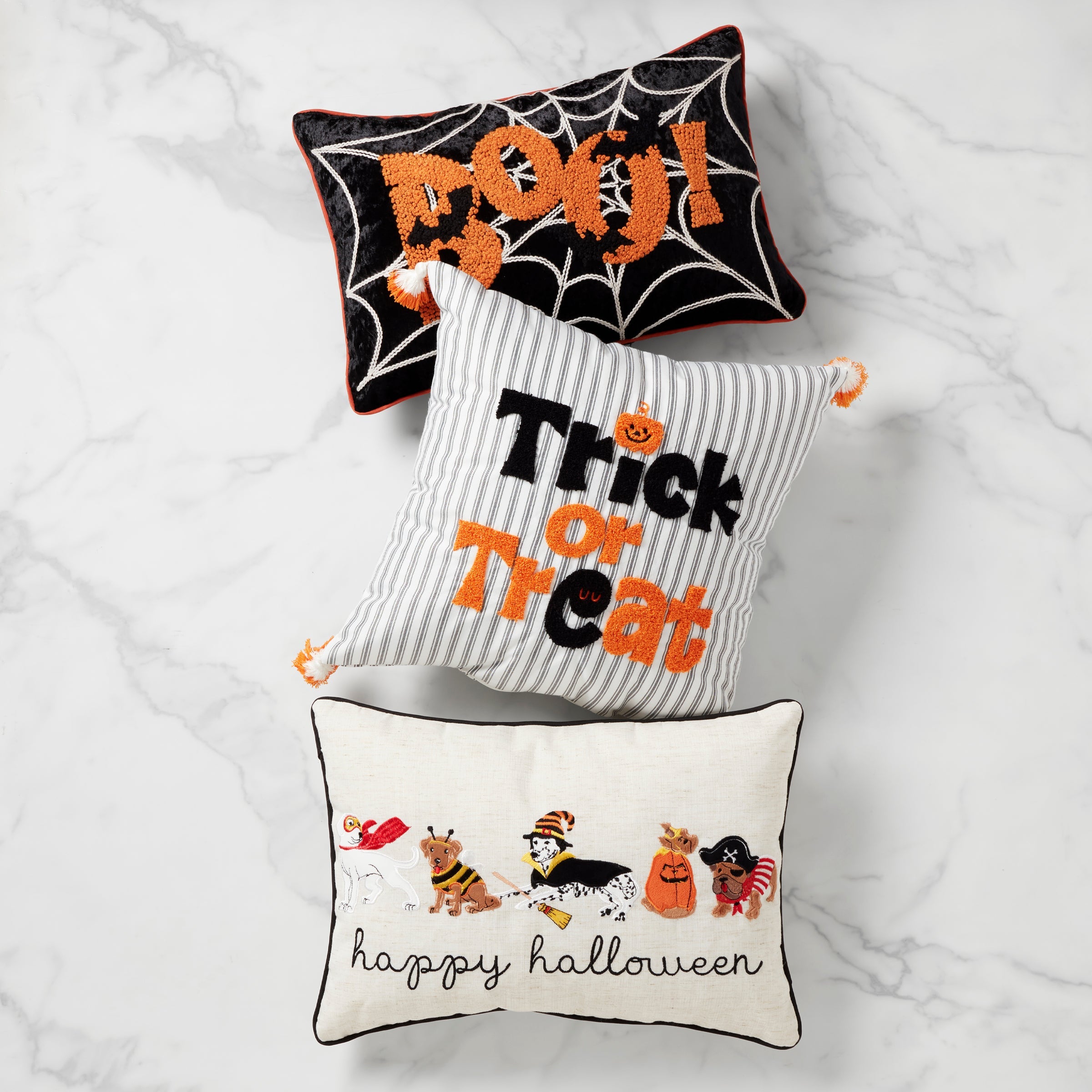 Pups' Costume Party 14x20 Embroidered Halloween Pillow