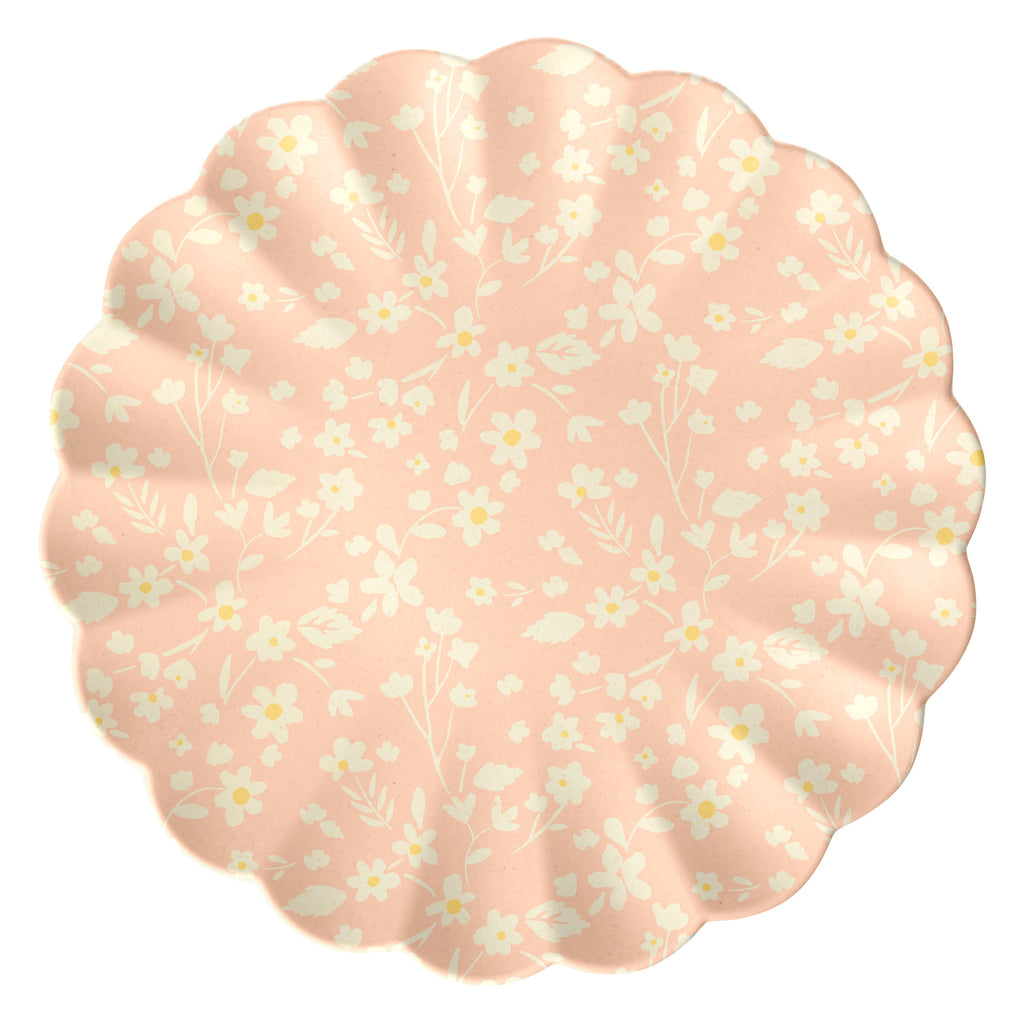 "Floral Reusable Bamboo Large Plates, Set of 6"