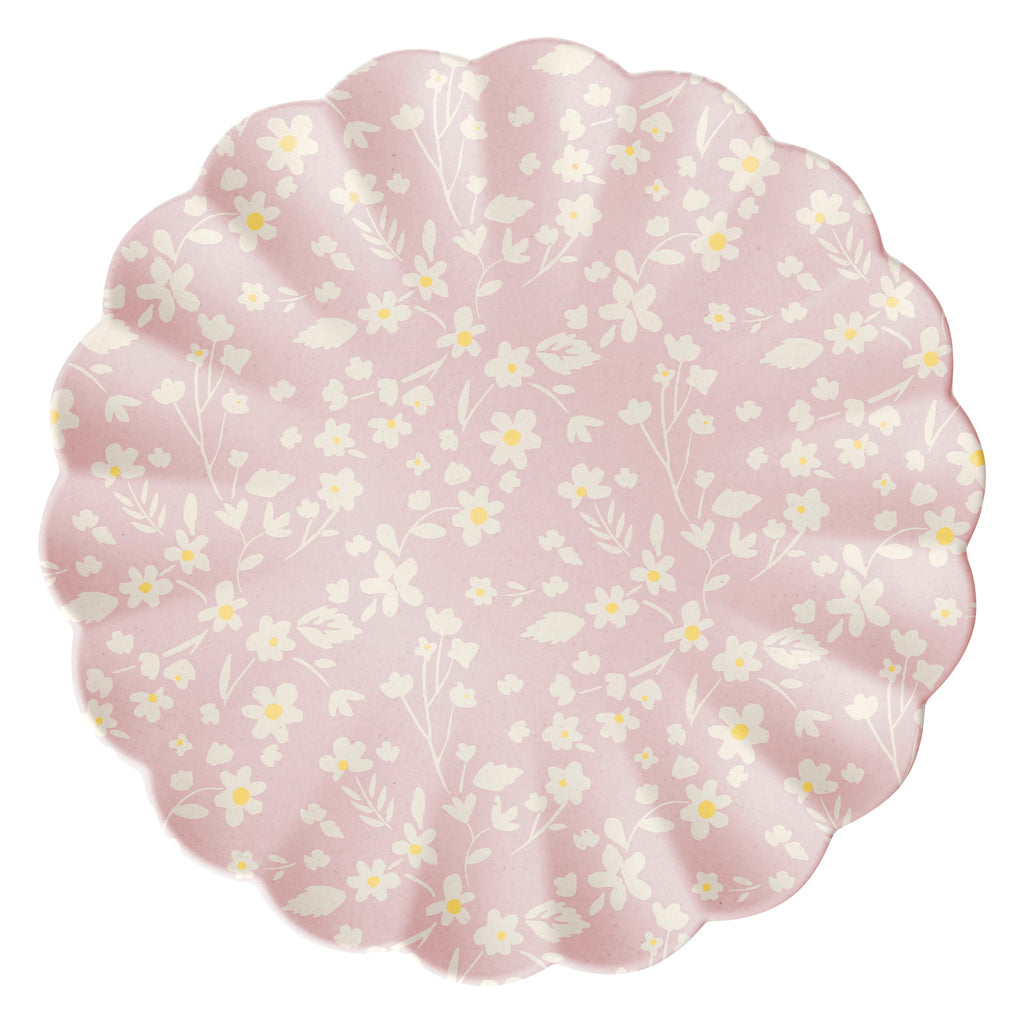 "Floral Reusable Bamboo Large Plates, Set of 6"
