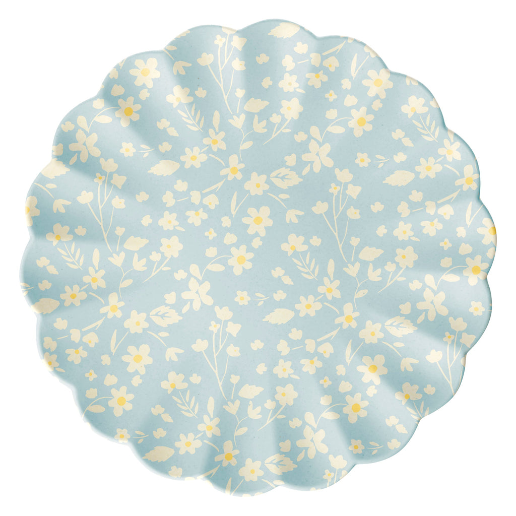 "Floral Reusable Bamboo Large Plates, Set of 6"