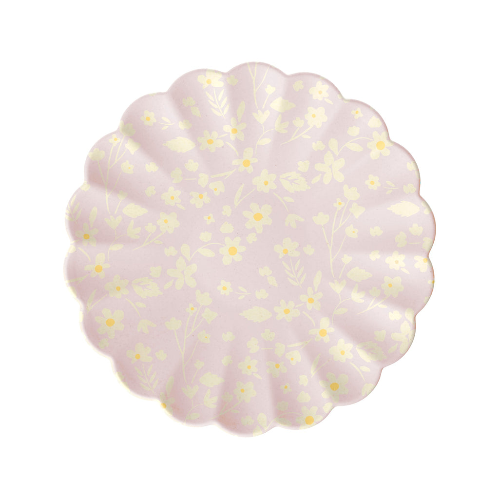 "Floral Reusable Bamboo Small Plates, Set of 6"