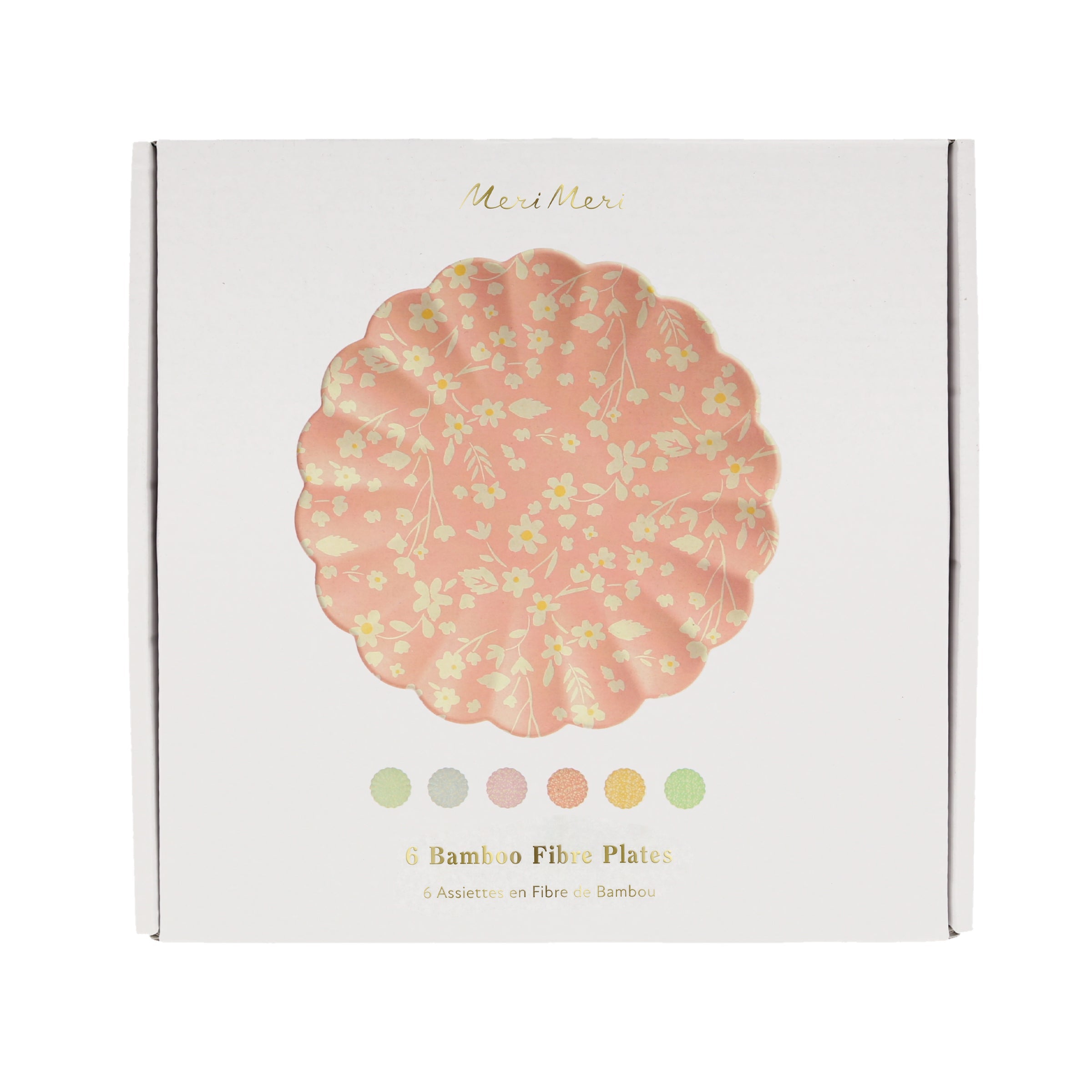 "Floral Reusable Bamboo Small Plates, Set of 6"