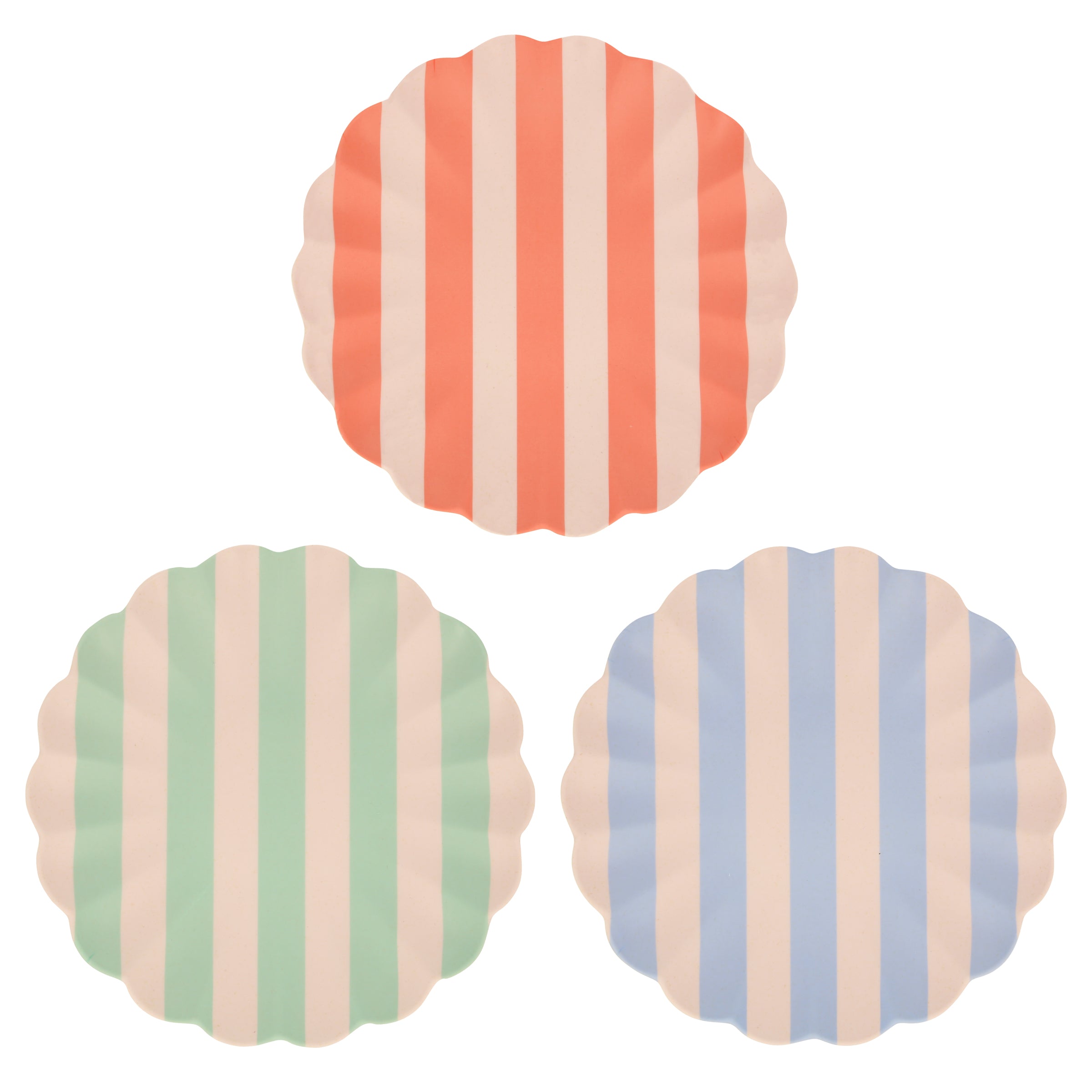 "Stripy Reusable Bamboo Large Plates, Set of 6"