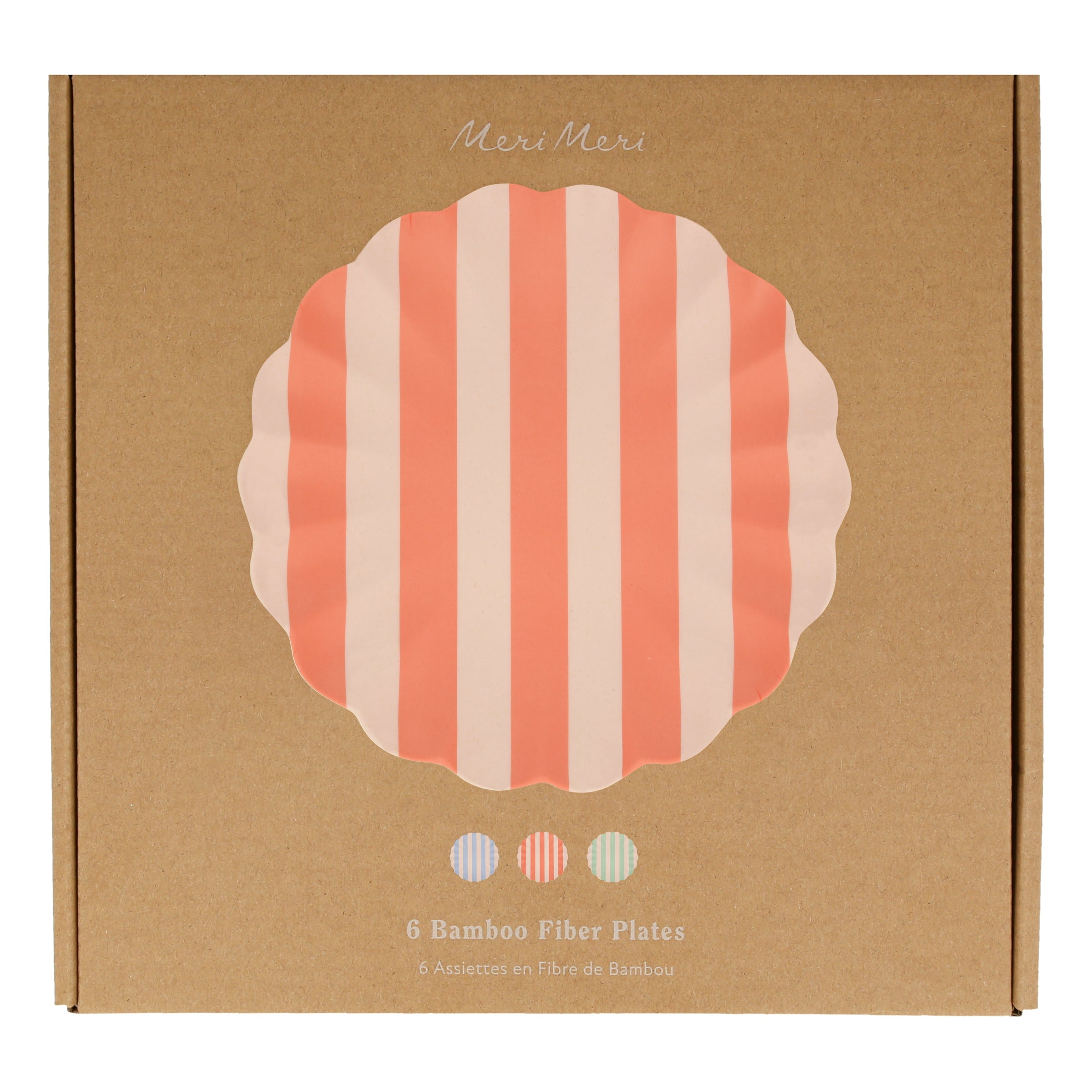 "Stripy Reusable Bamboo Large Plates, Set of 6"