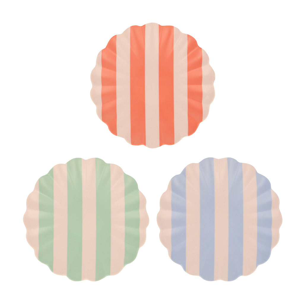 "Stripy Reusable Bamboo Small Plates, Set of 6"