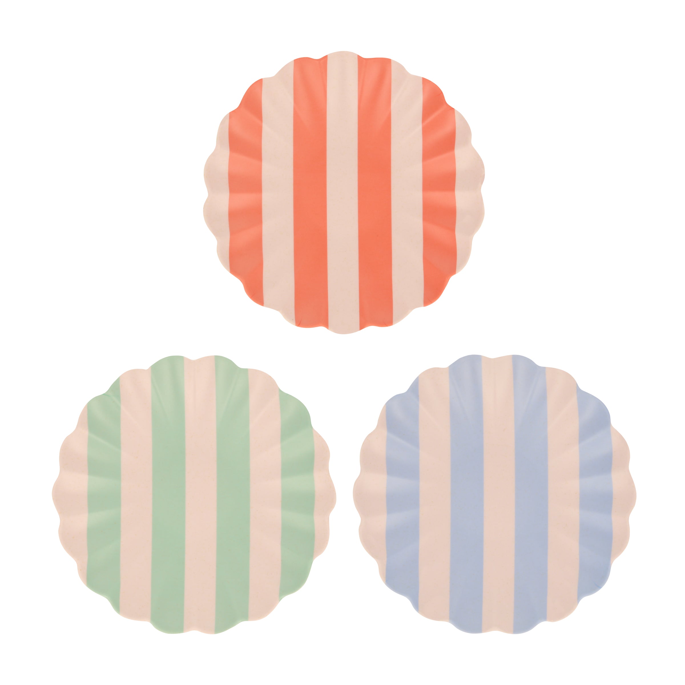 "Stripy Reusable Bamboo Small Plates, Set of 6"