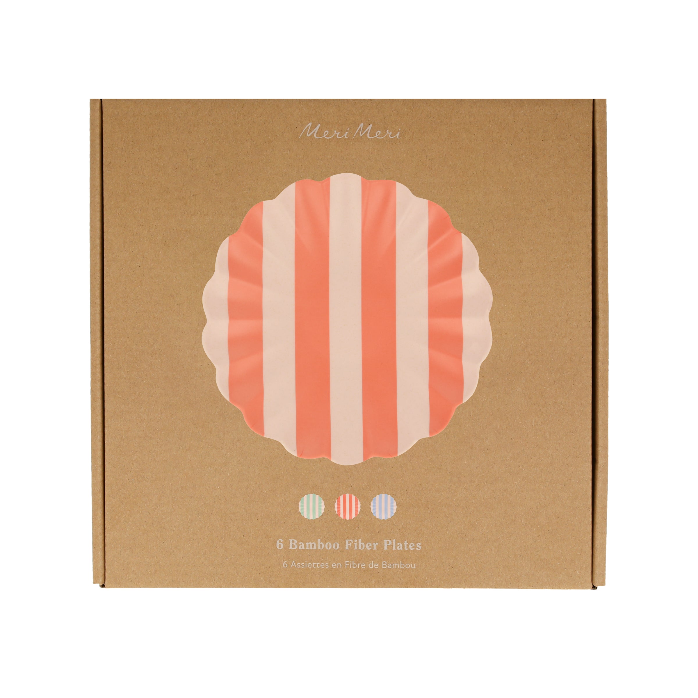 "Stripy Reusable Bamboo Small Plates, Set of 6"