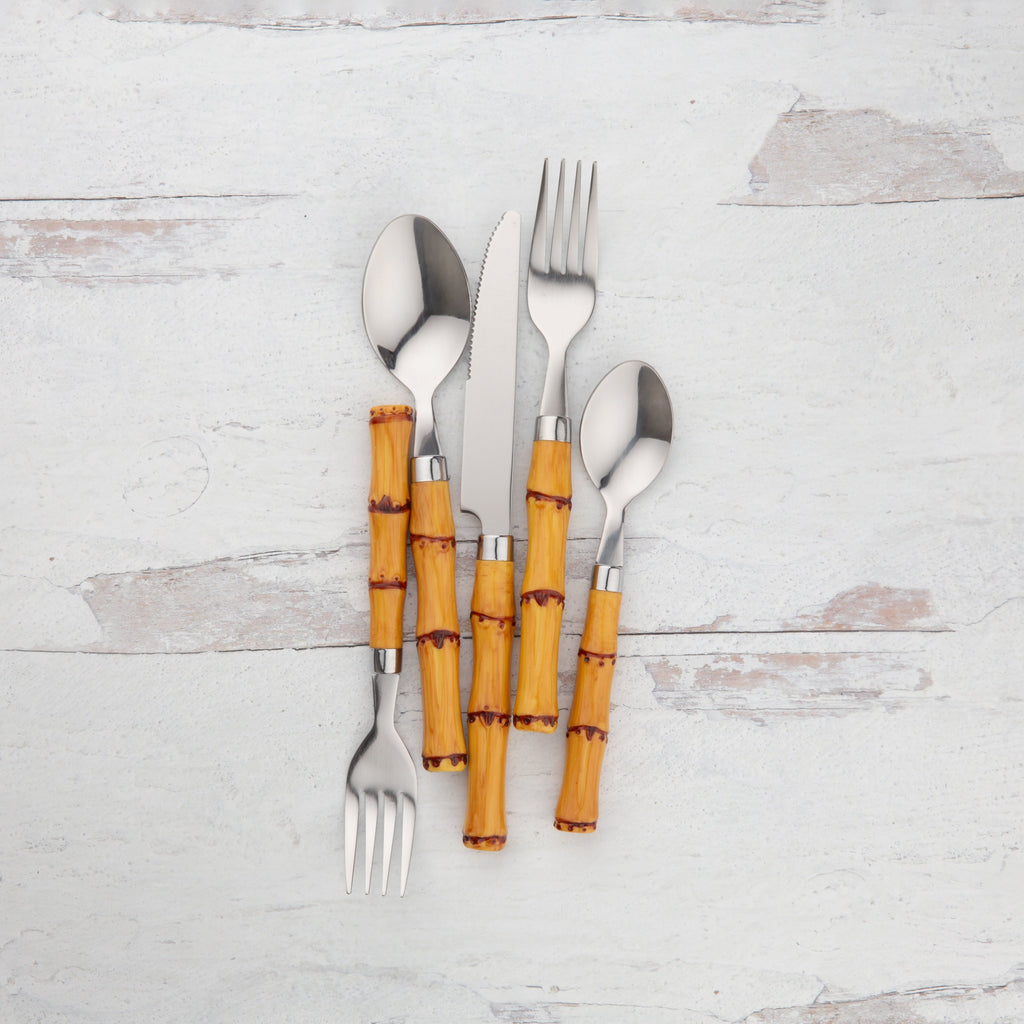 Bamboo Handle 20-Piece Flatware Set