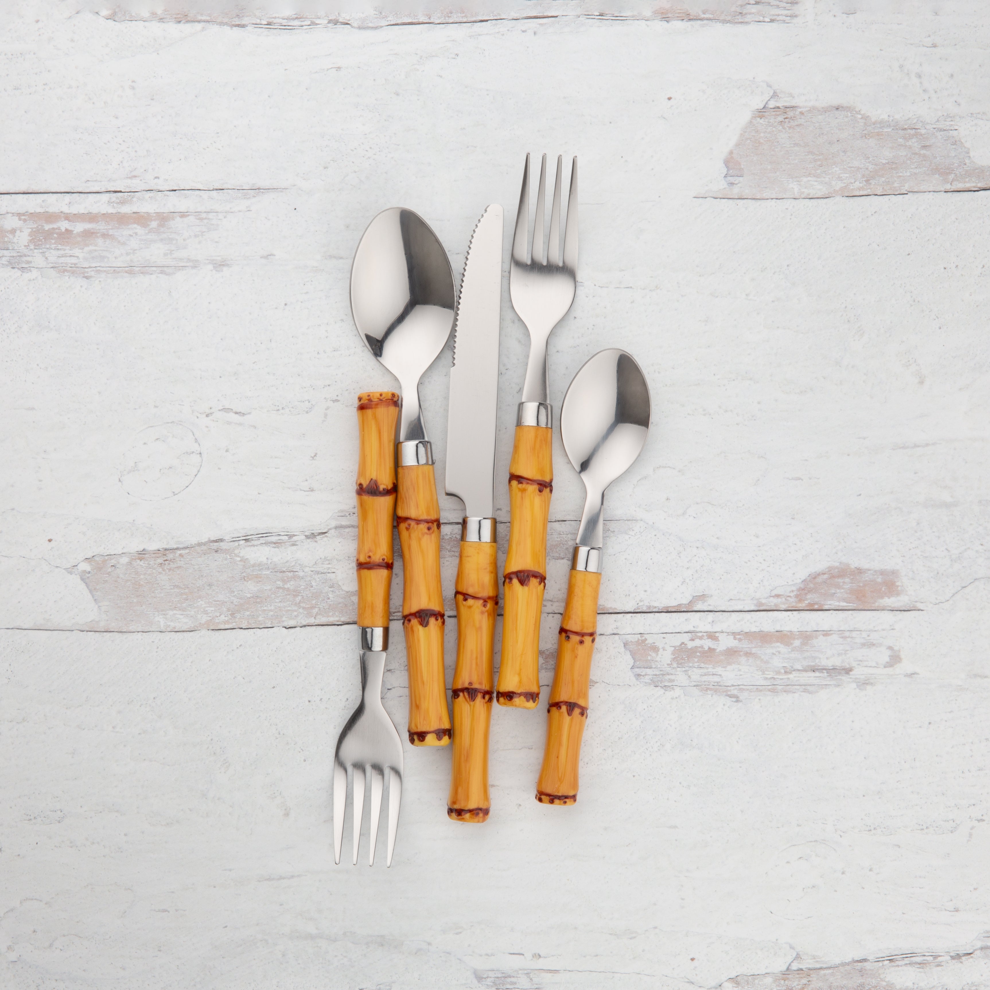 Bamboo Handle 20-Piece Flatware Set