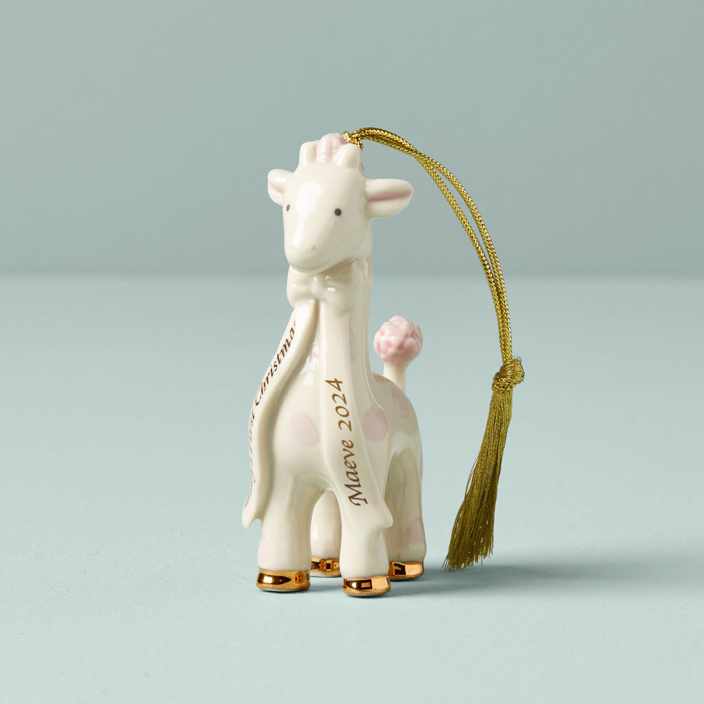 Personalized Baby's Pink Giraffe Ornament