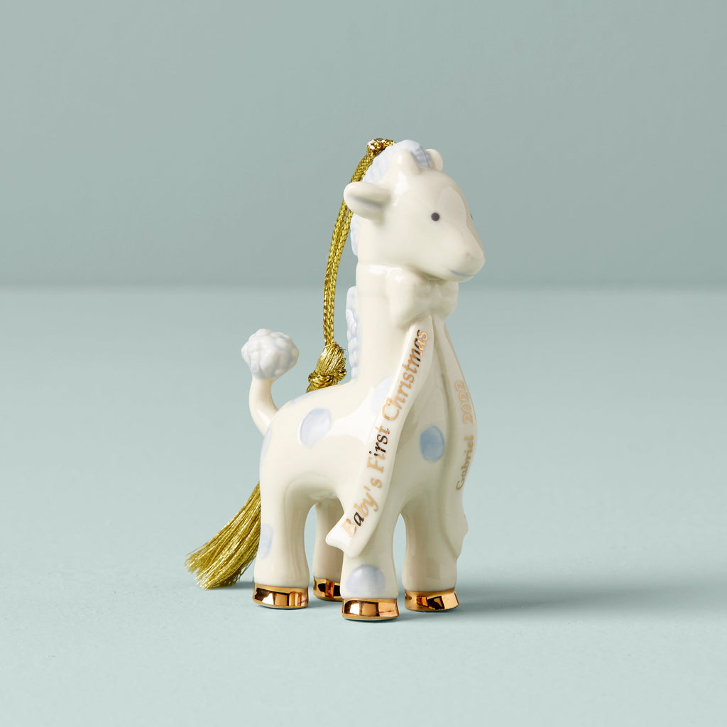 Personalized Baby's Blue Giraffe Ornament