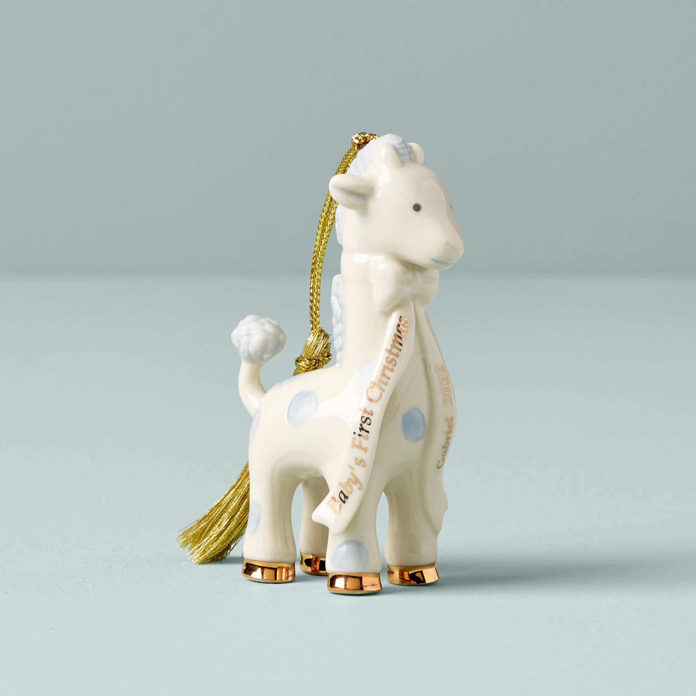 Personalized Baby's Blue Giraffe Ornament