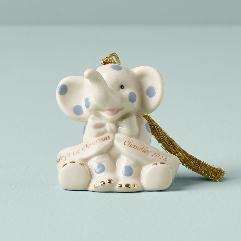 Personalized Blue Elephant Ornament