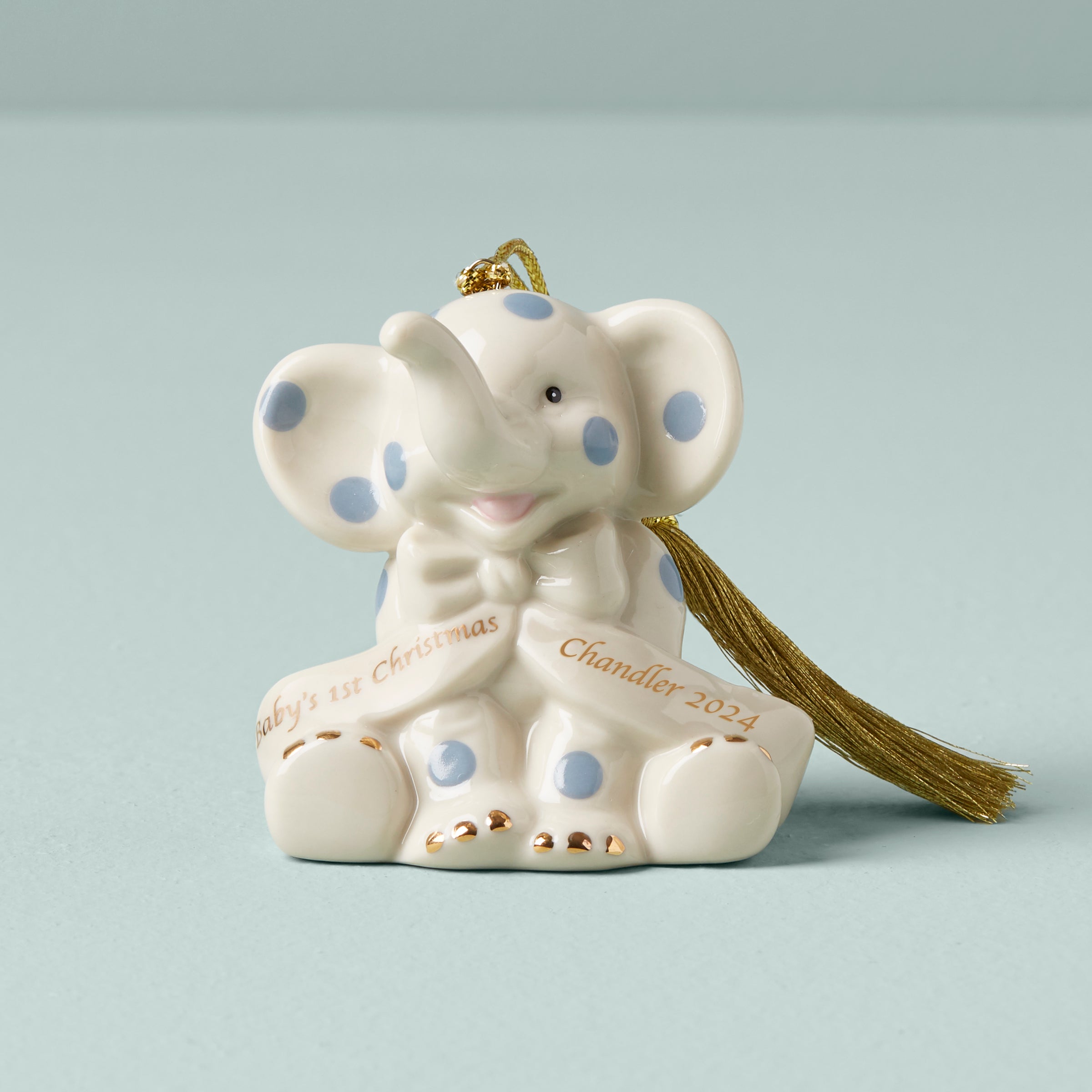 Personalized Blue Elephant Ornament