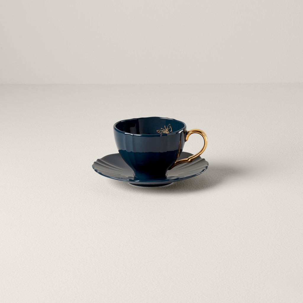 Sprig & Vine Teacup & Saucer - Navy