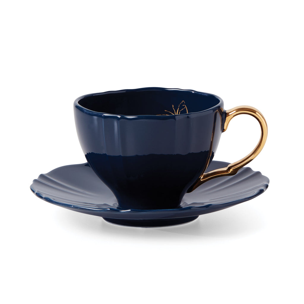 Sprig & Vine Teacup & Saucer - Navy