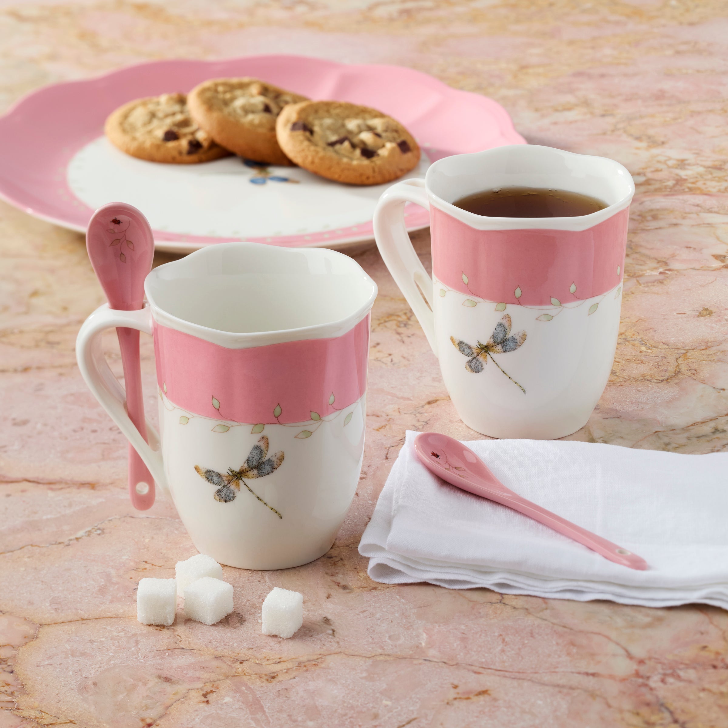 Butterfly Meadow Color Mugs With Spoons - Set of 8