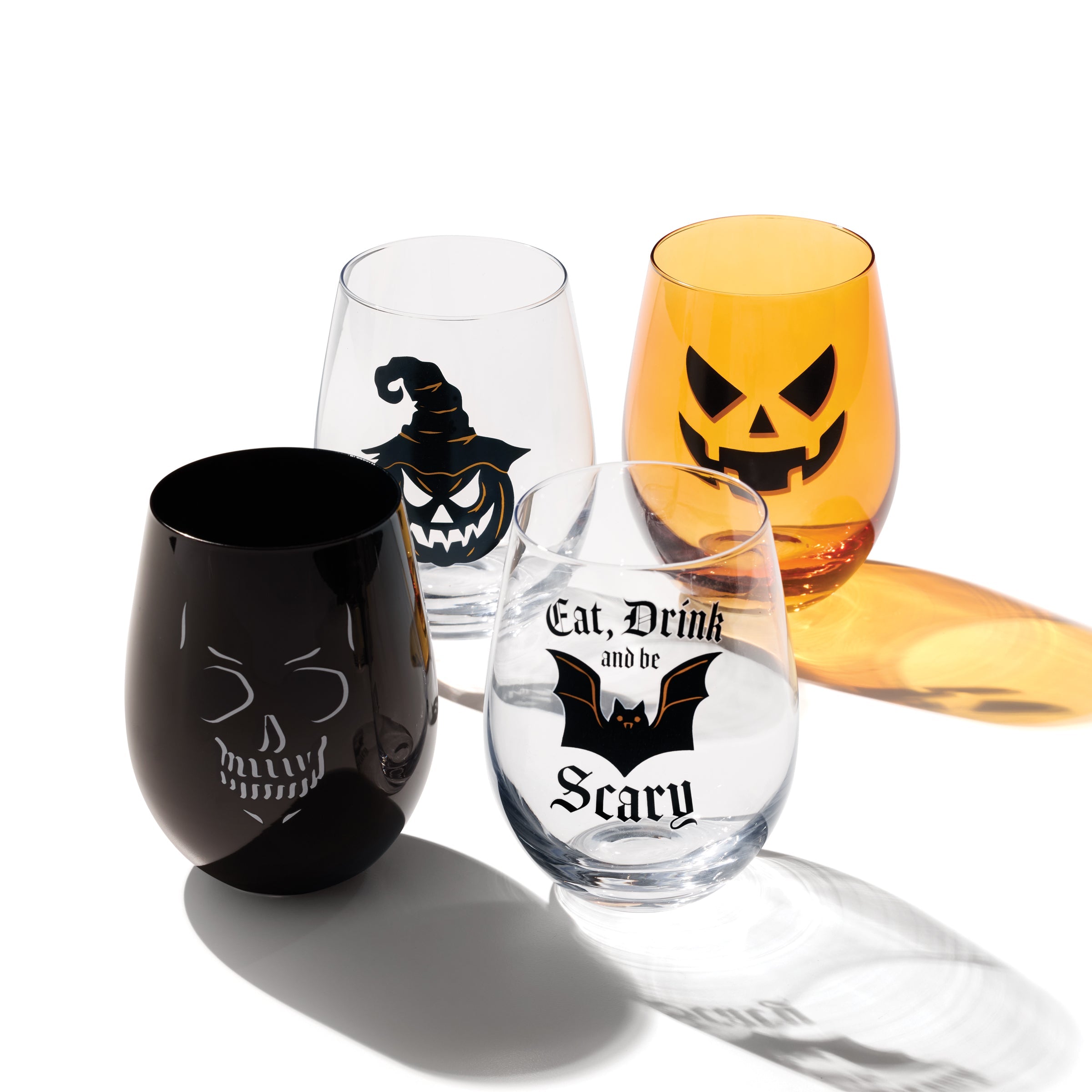 "Vintro Halloween Stemless Wine Glasses, Set of 4"
