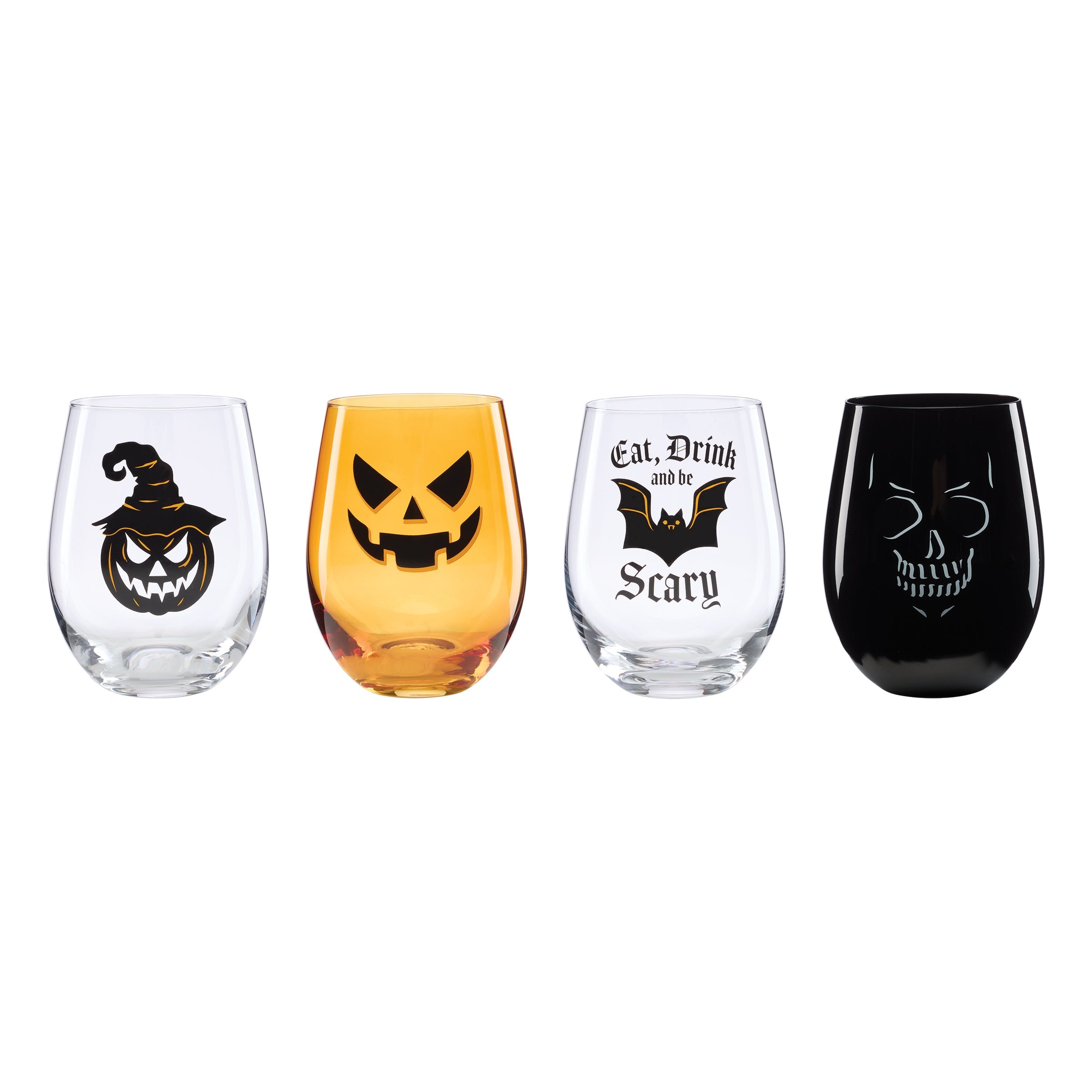 "Vintro Halloween Stemless Wine Glasses, Set of 4"