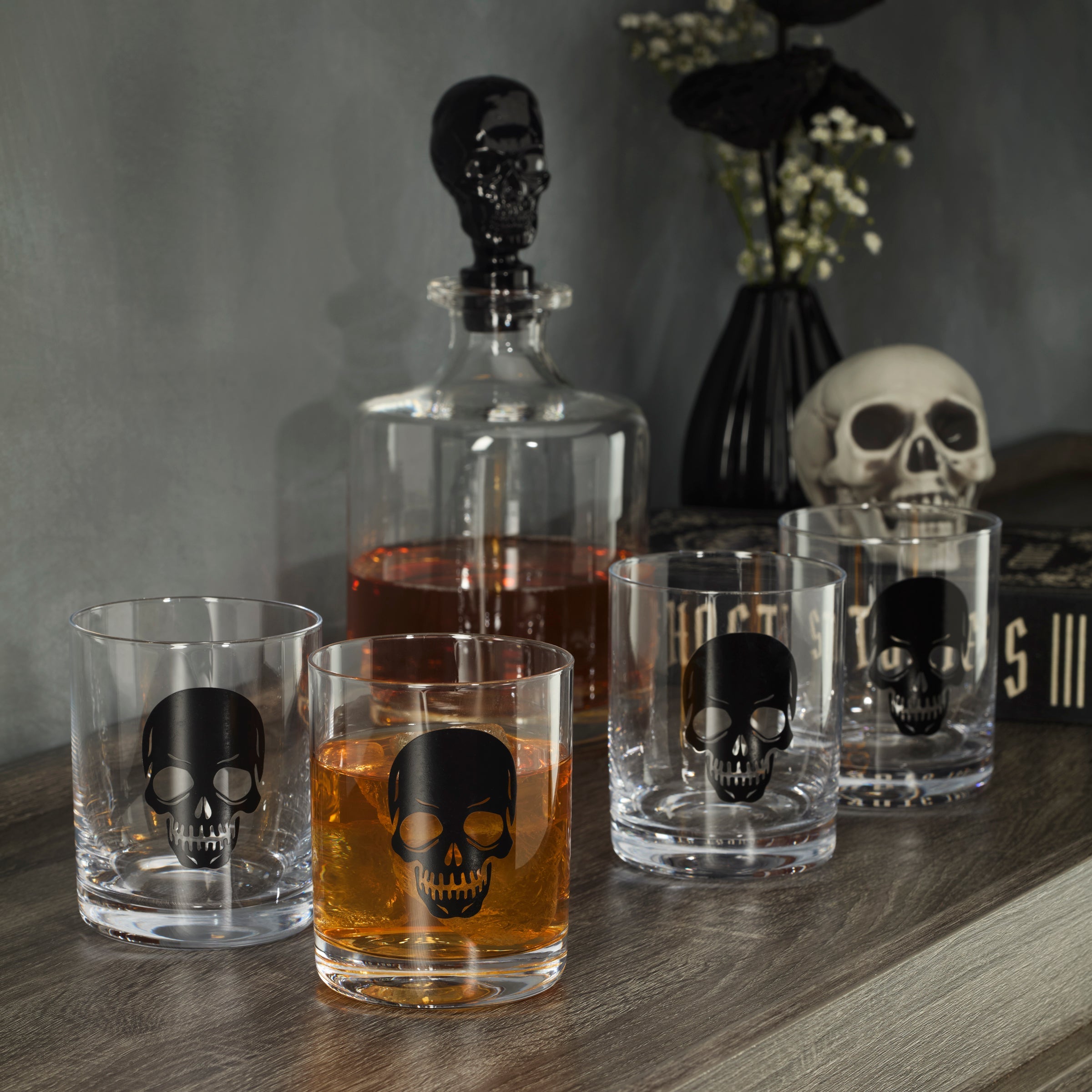 Vintro Halloween 5-Piece Skeleton Whiskey Set