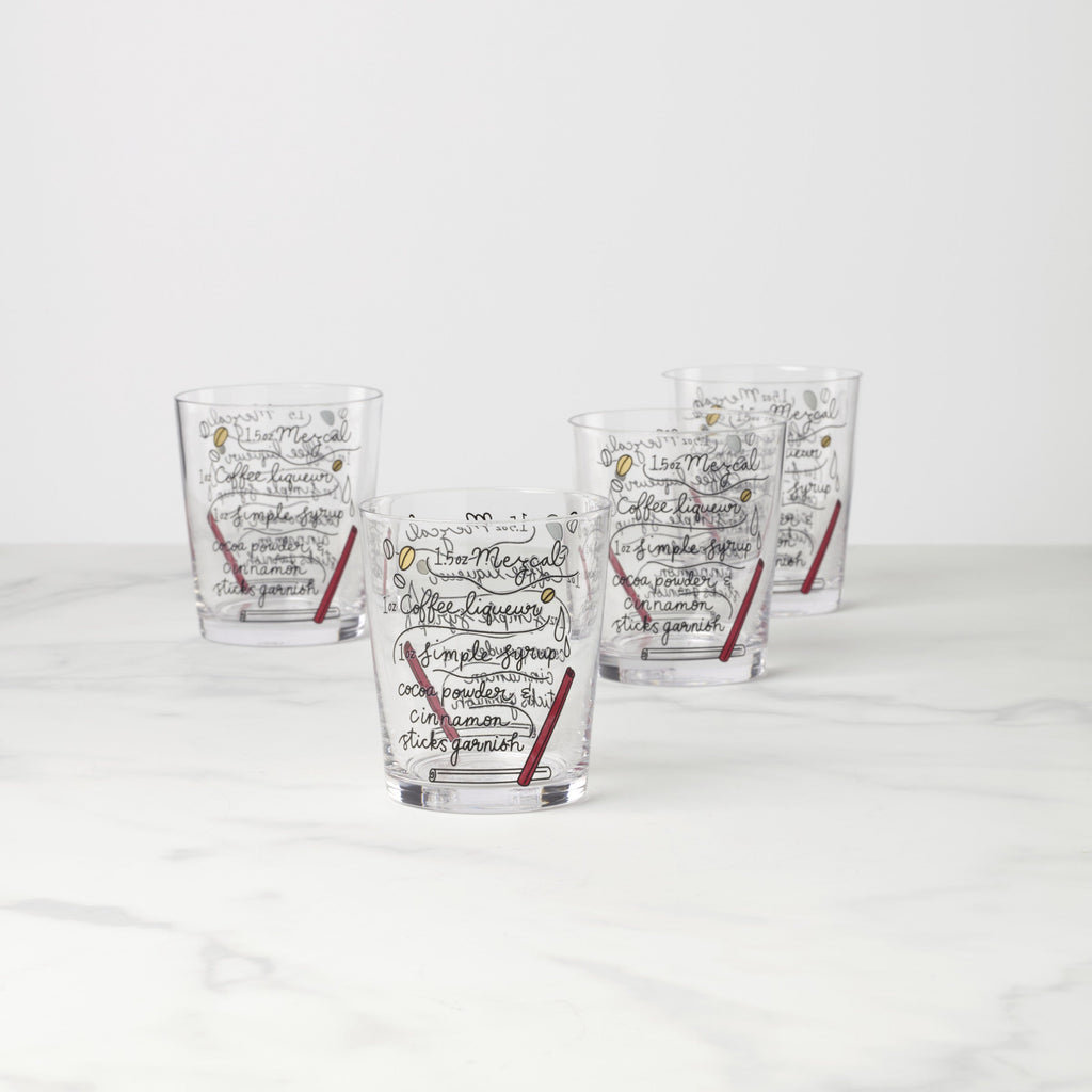 Make Merry Double Old Fashion Glasses - Set Of 4