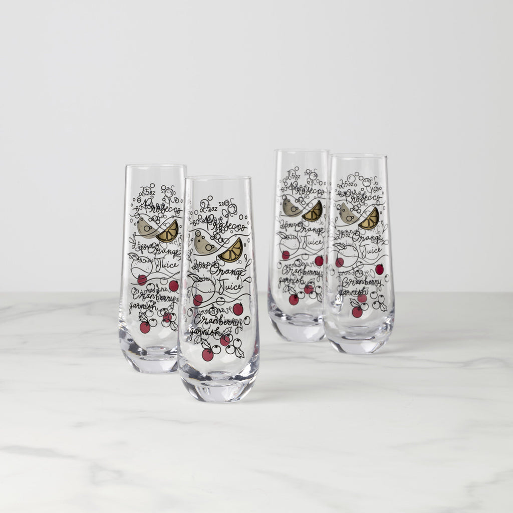 Make Merry Stemless Flute Glasses - Set Of 4