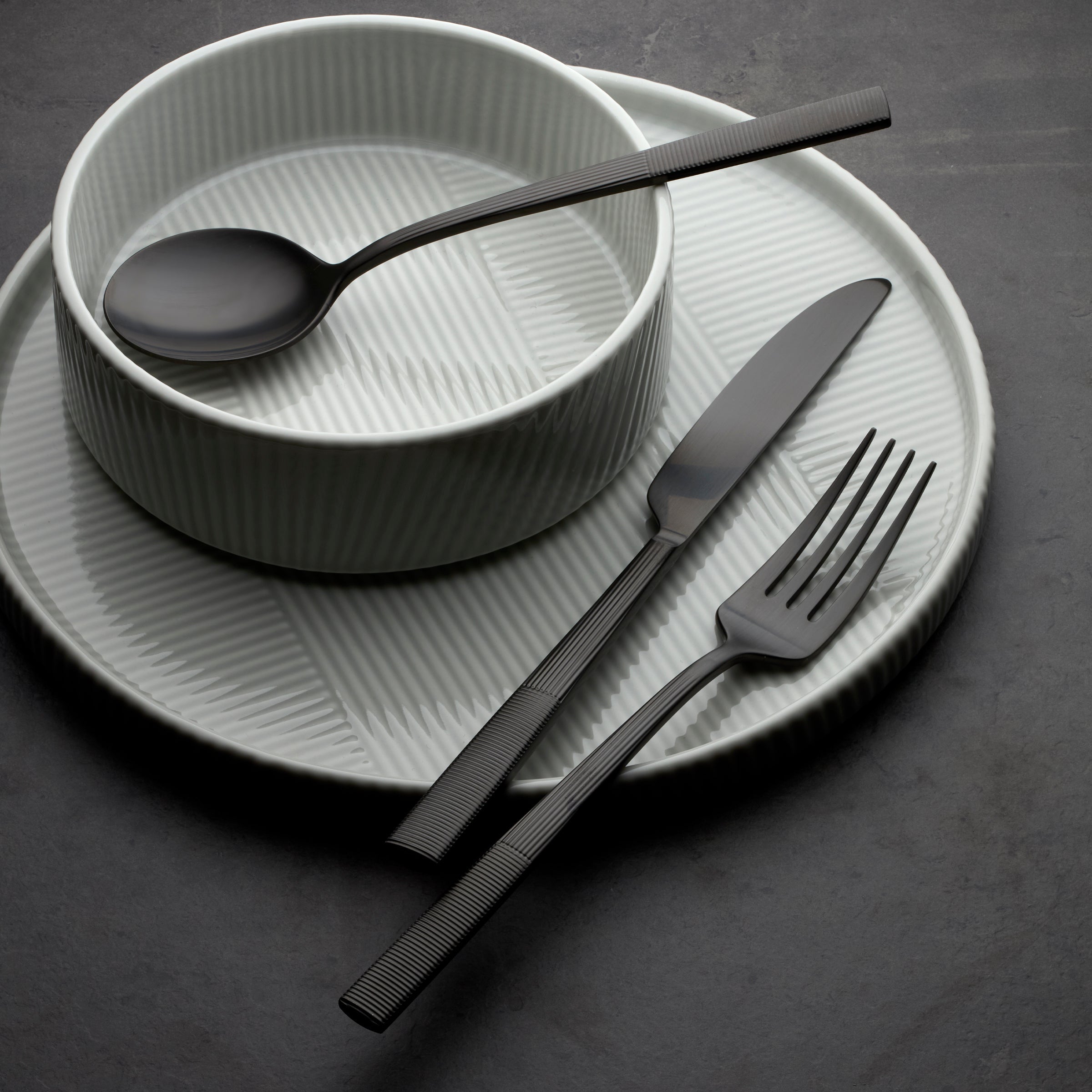 Modulus Black Satin 20 Piece Flatware Set