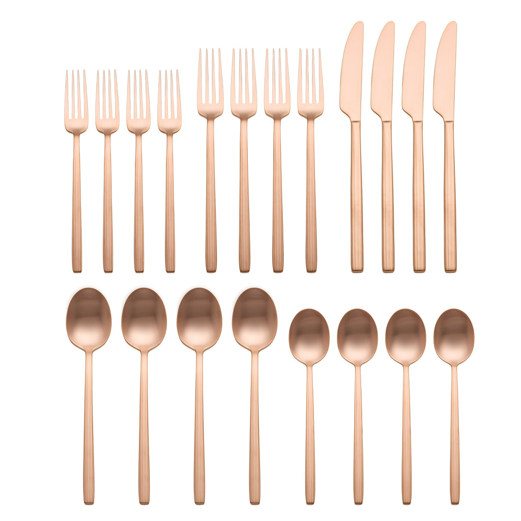 Dean Rose Gold Satin 20 Piece Flatware Set