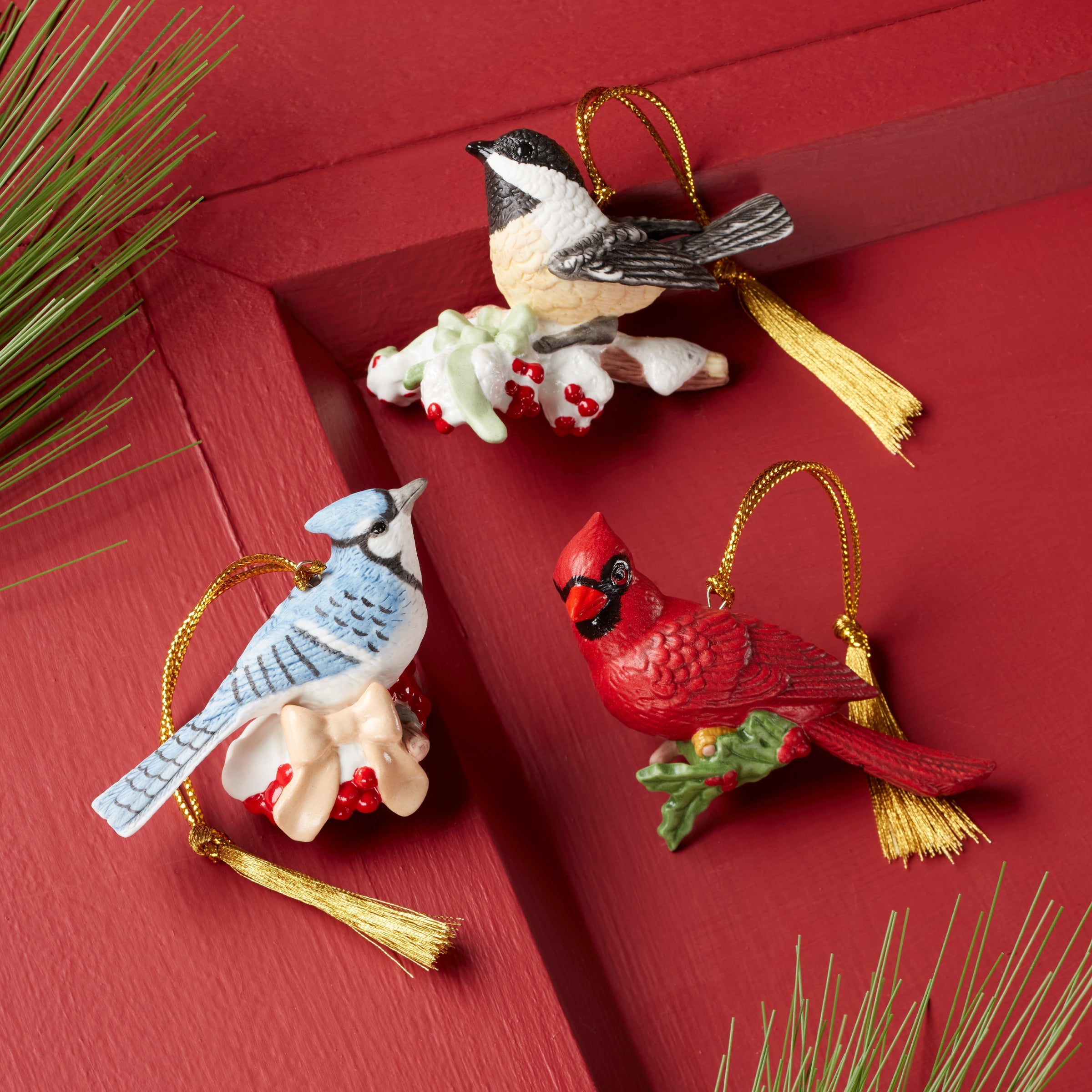 Winter Birds Ornaments - Set Of 3