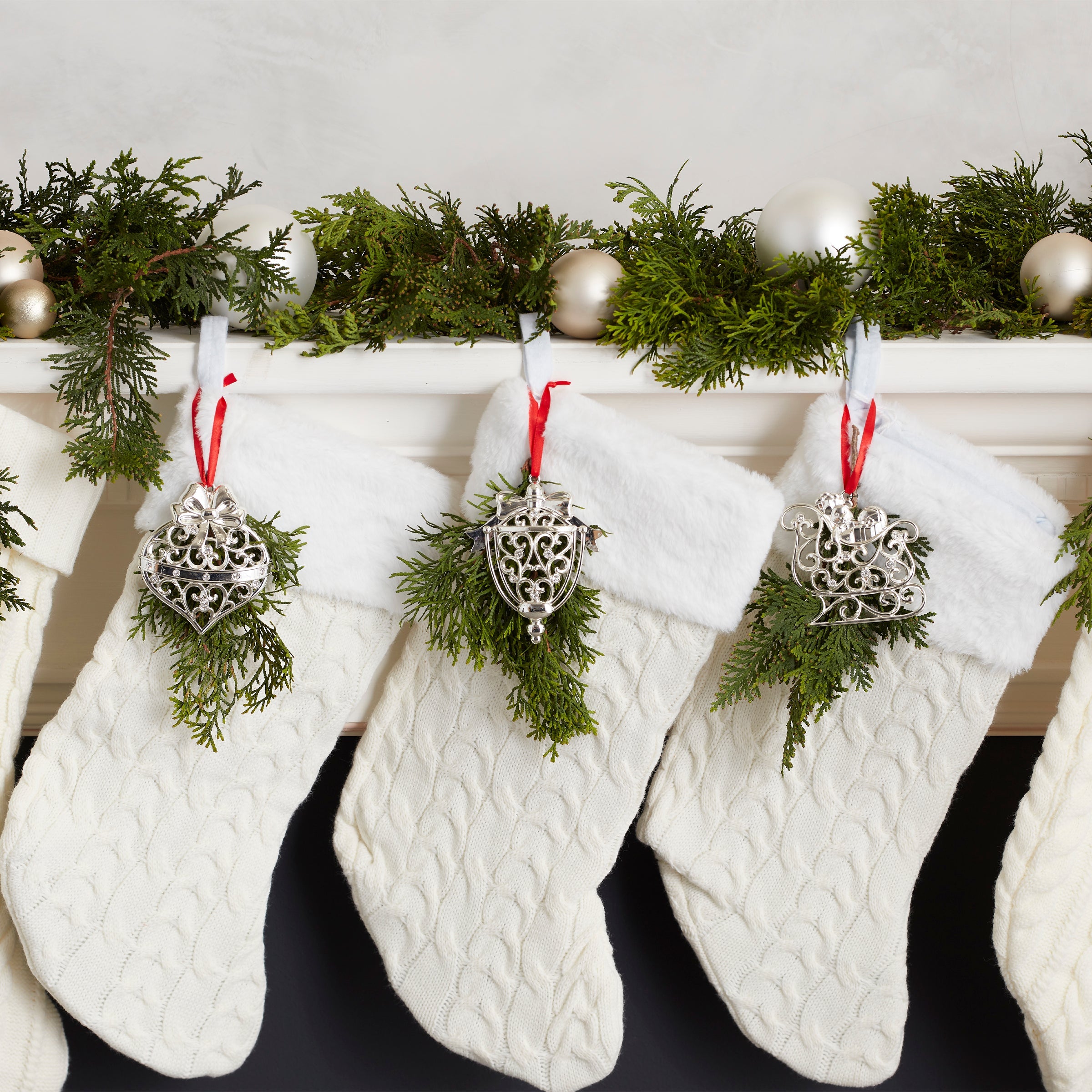 Sparkle & Scroll Ornaments - Set of 8