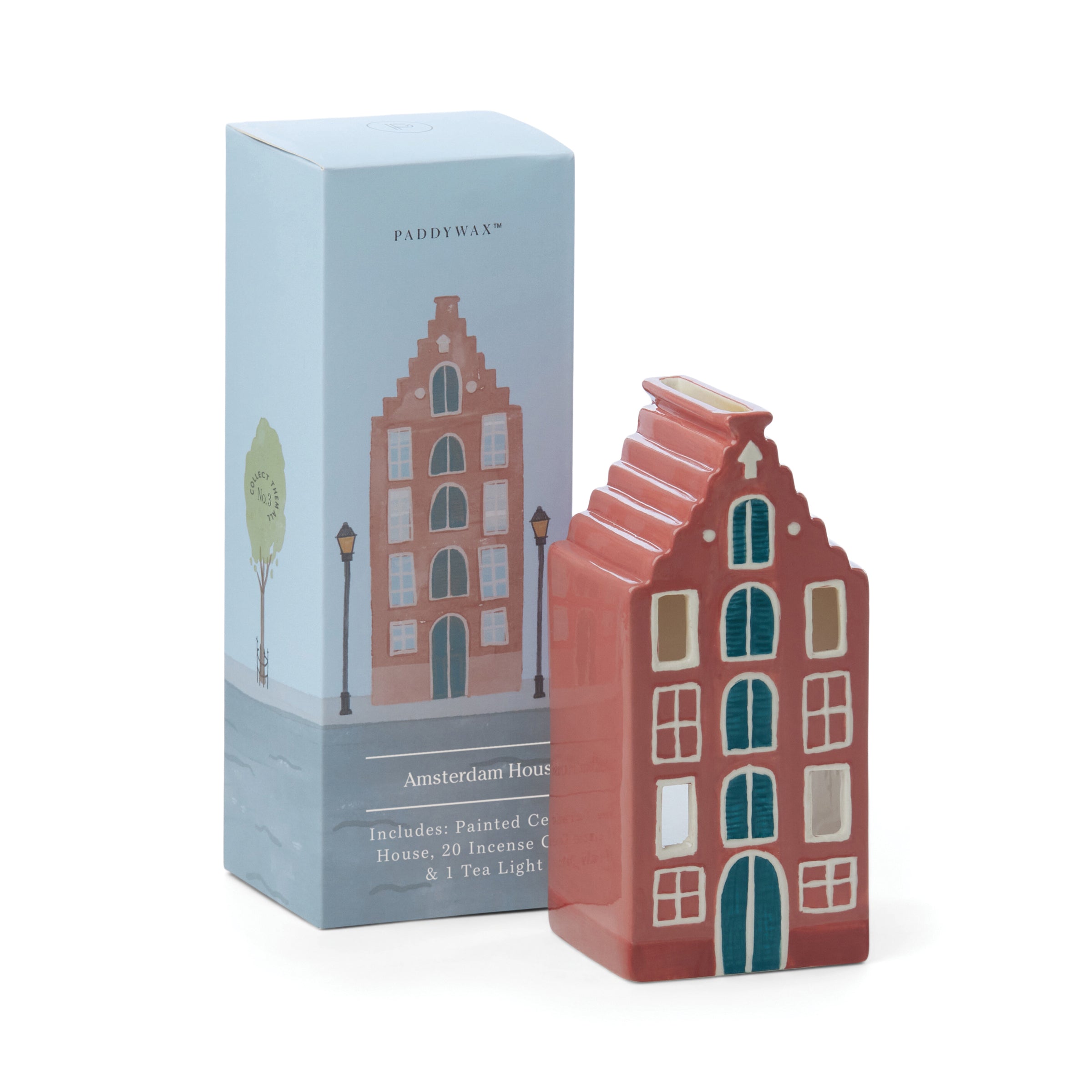 "Incense House with Tea Light + 20 Cones, Amsterdam House"
