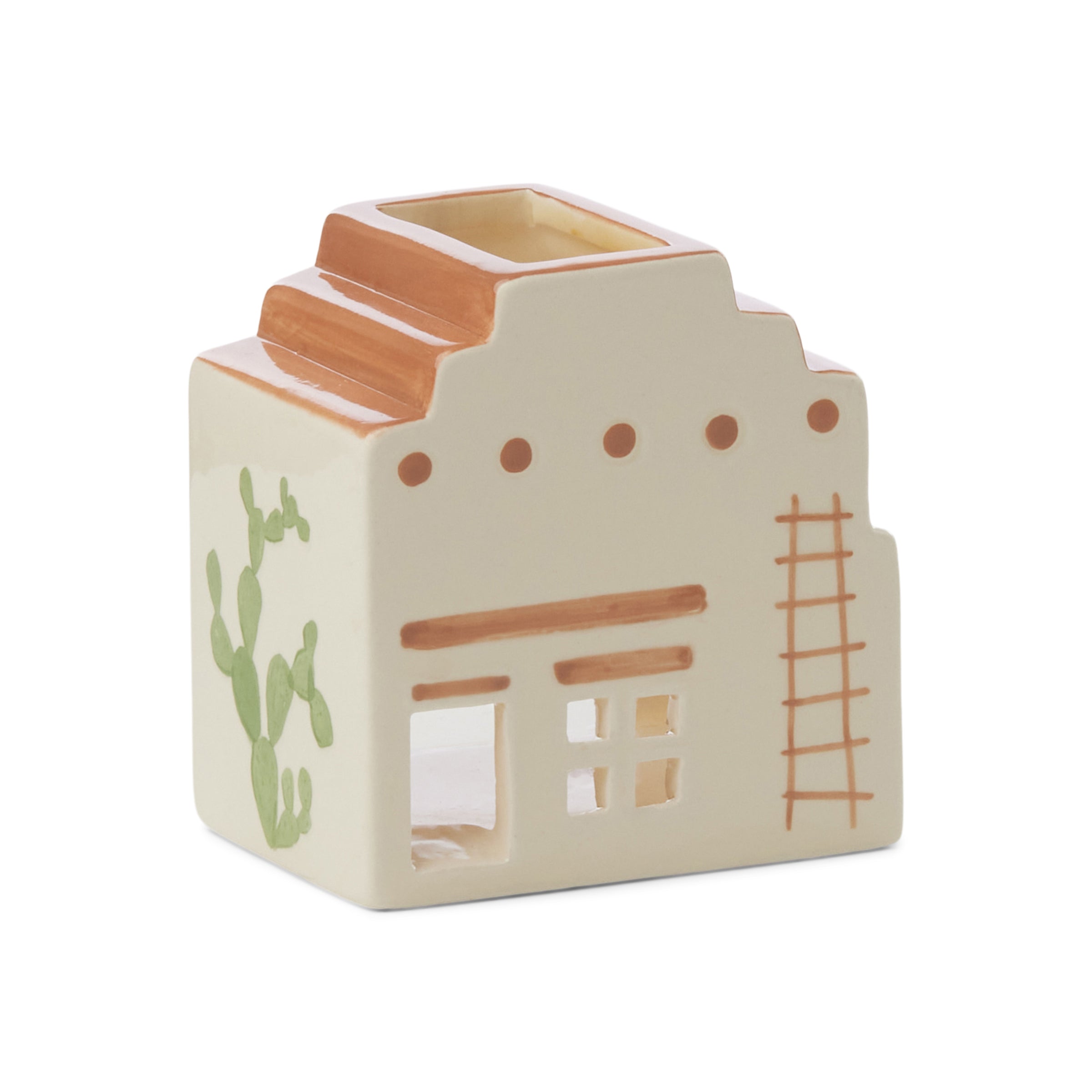 "Incense House with Tea Light + 20 Cones, Santa Fe Adobe"