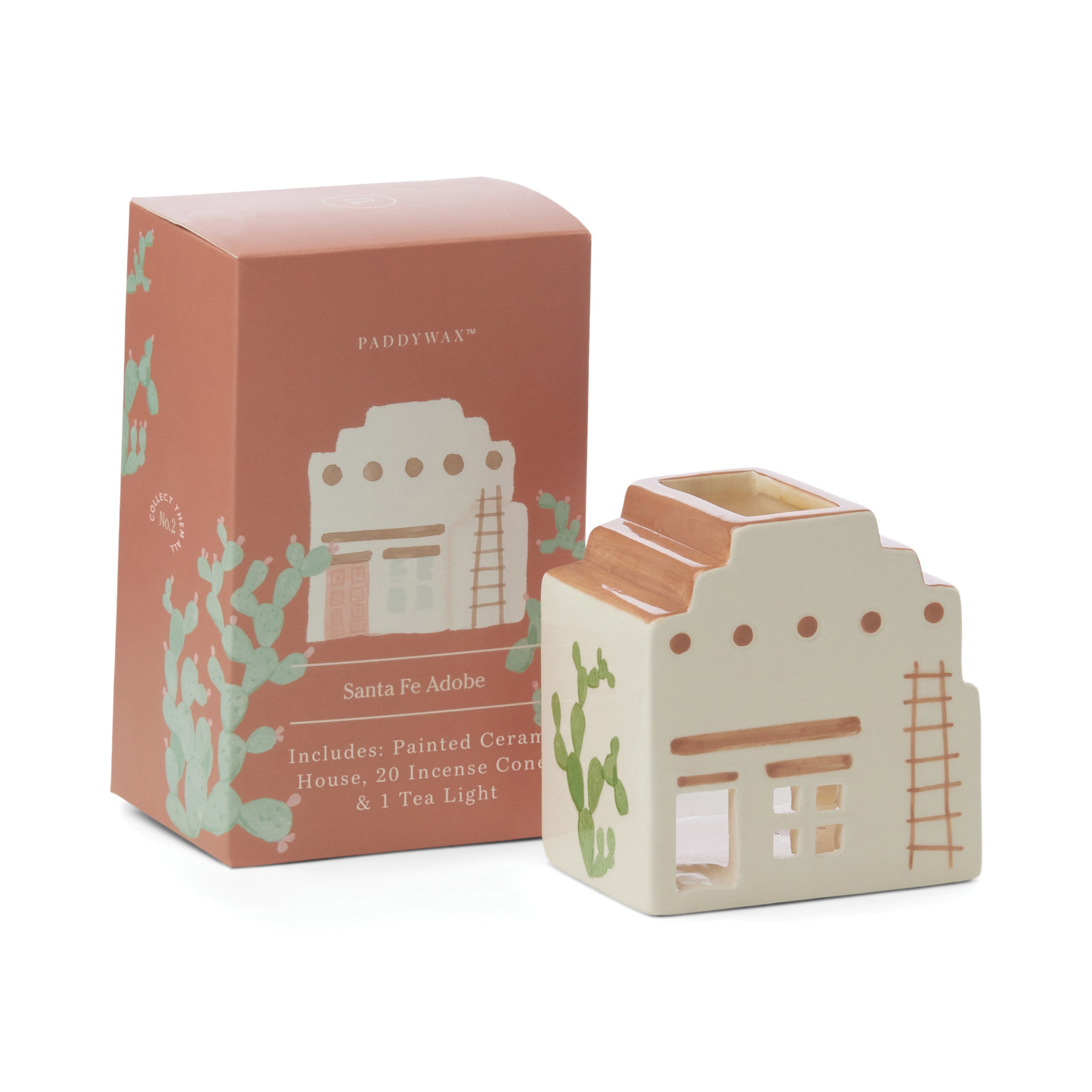 "Incense House with Tea Light + 20 Cones, Santa Fe Adobe"
