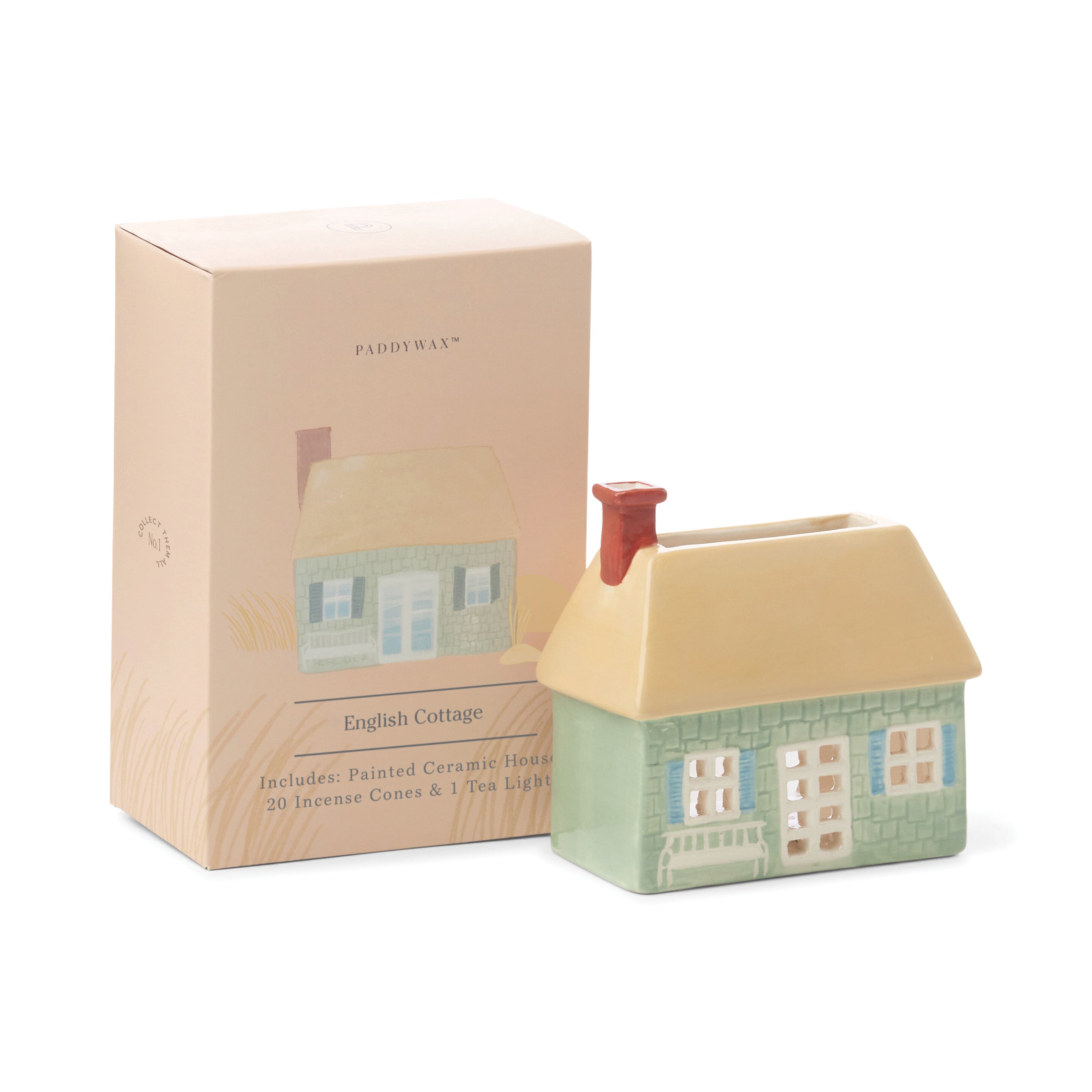 "Incense House with Tea Light + 20 Cones, English Cottage"