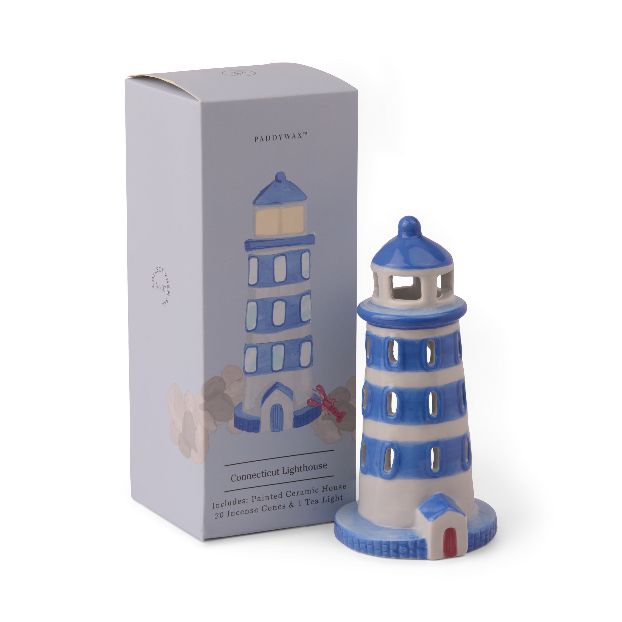 "Incense House with Tea Light + 20 Cones, Lighthouse"