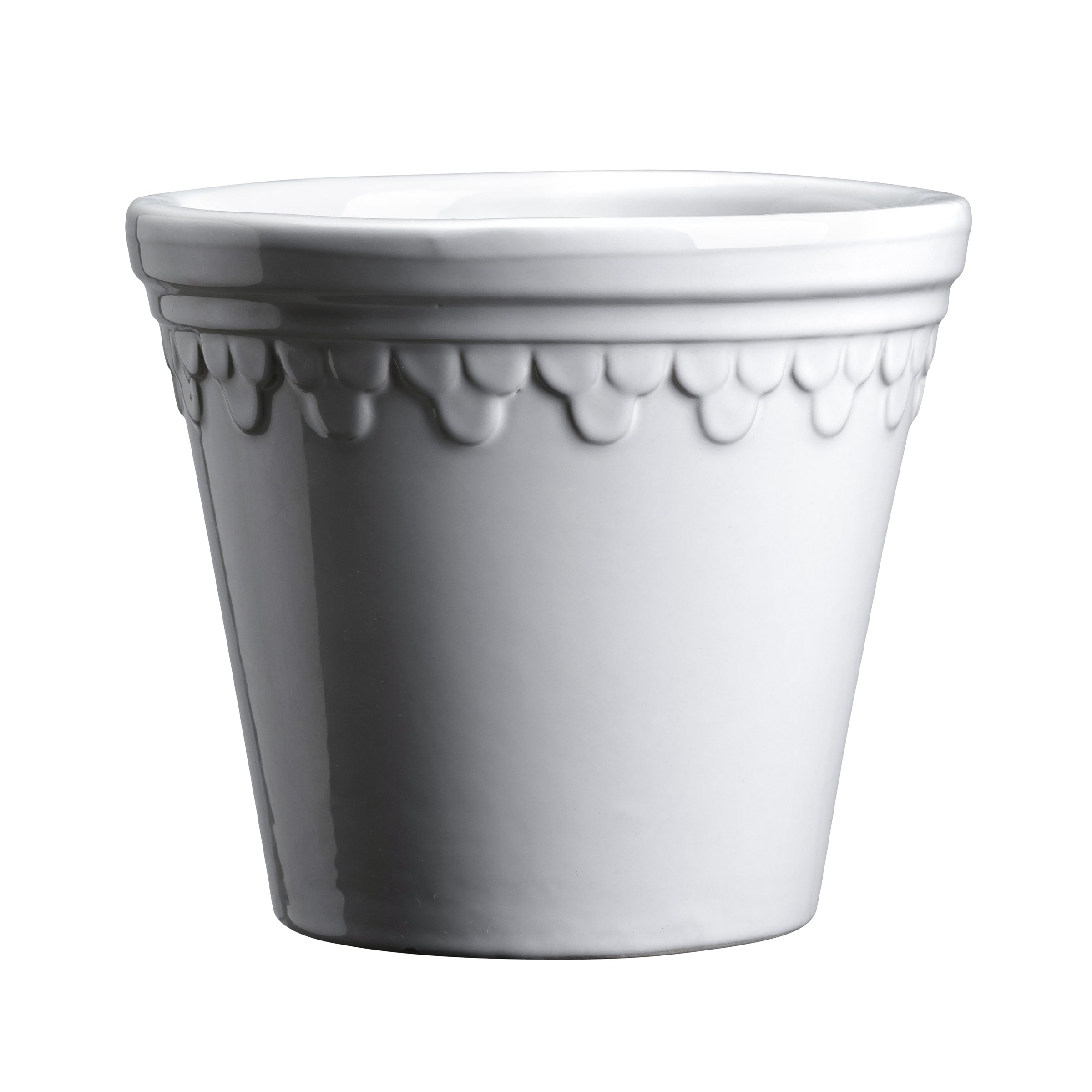 Kobenhavner Glazed Mineral White 16cm Pot with Saucer
