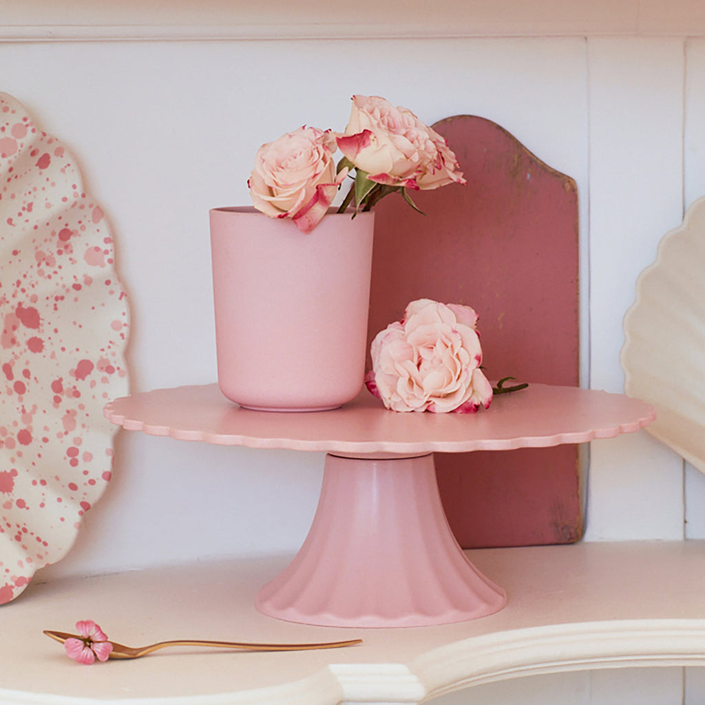 "Medium Reusable Bamboo Cake Stand, Pink"