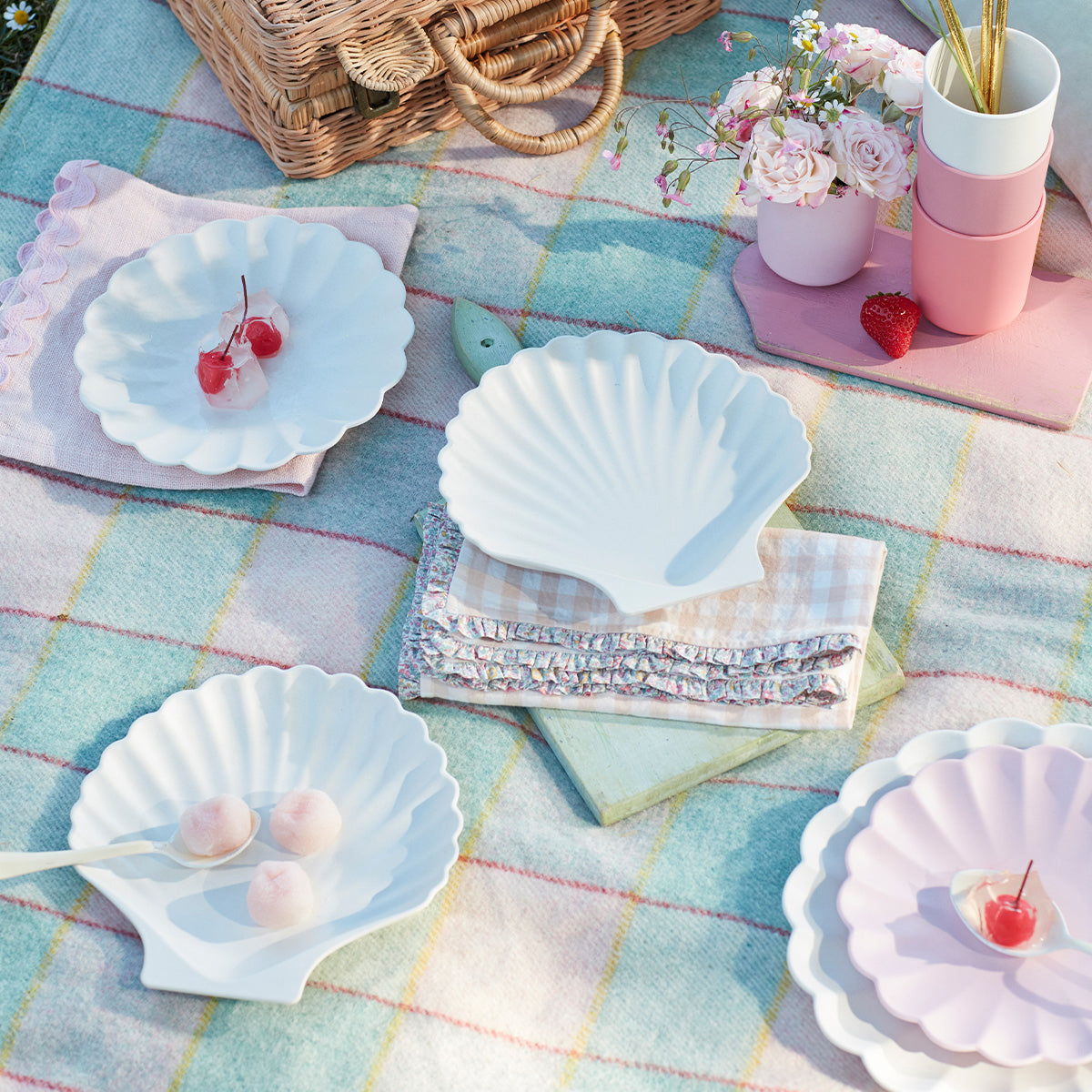 "Natural Reusable Bamboo Shell Plates, Set of 6"