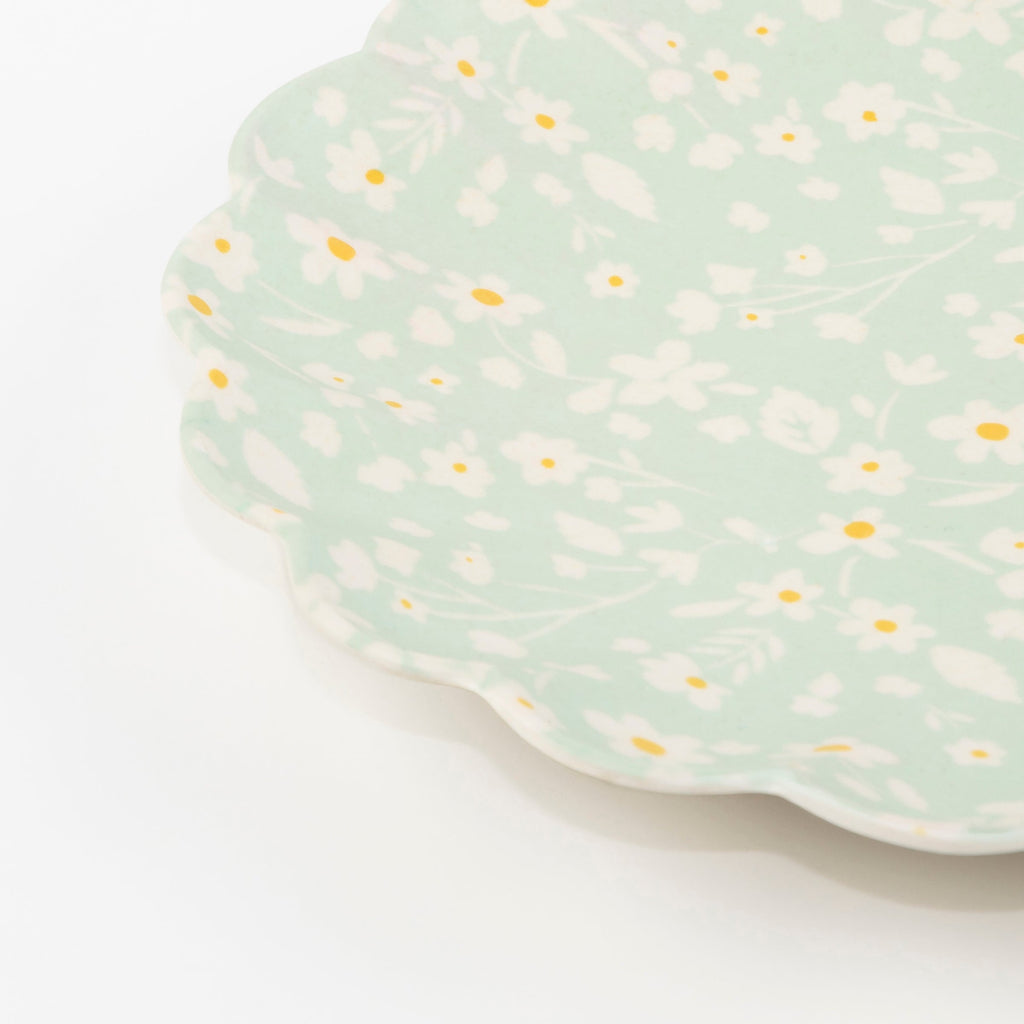 "Floral Reusable Bamboo Large Plates, Set of 6"