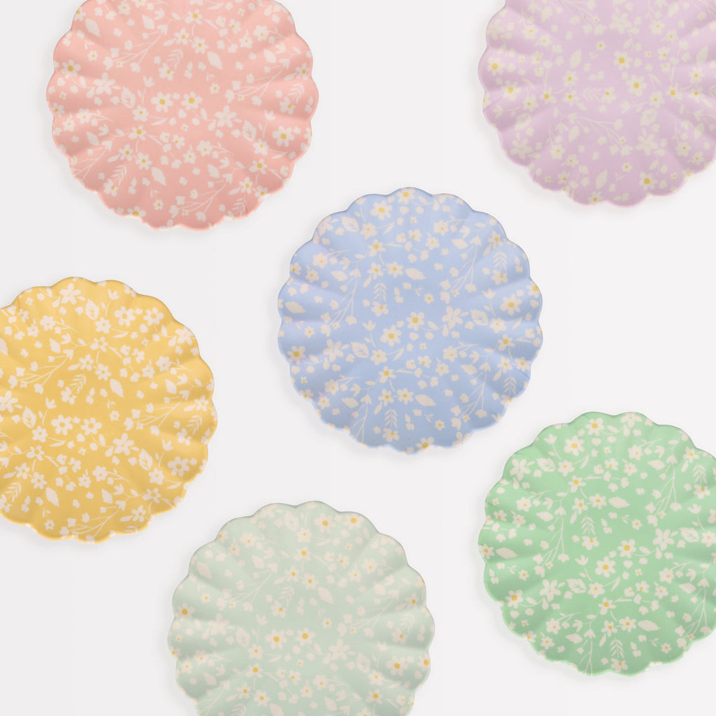 "Floral Reusable Bamboo Small Plates, Set of 6"