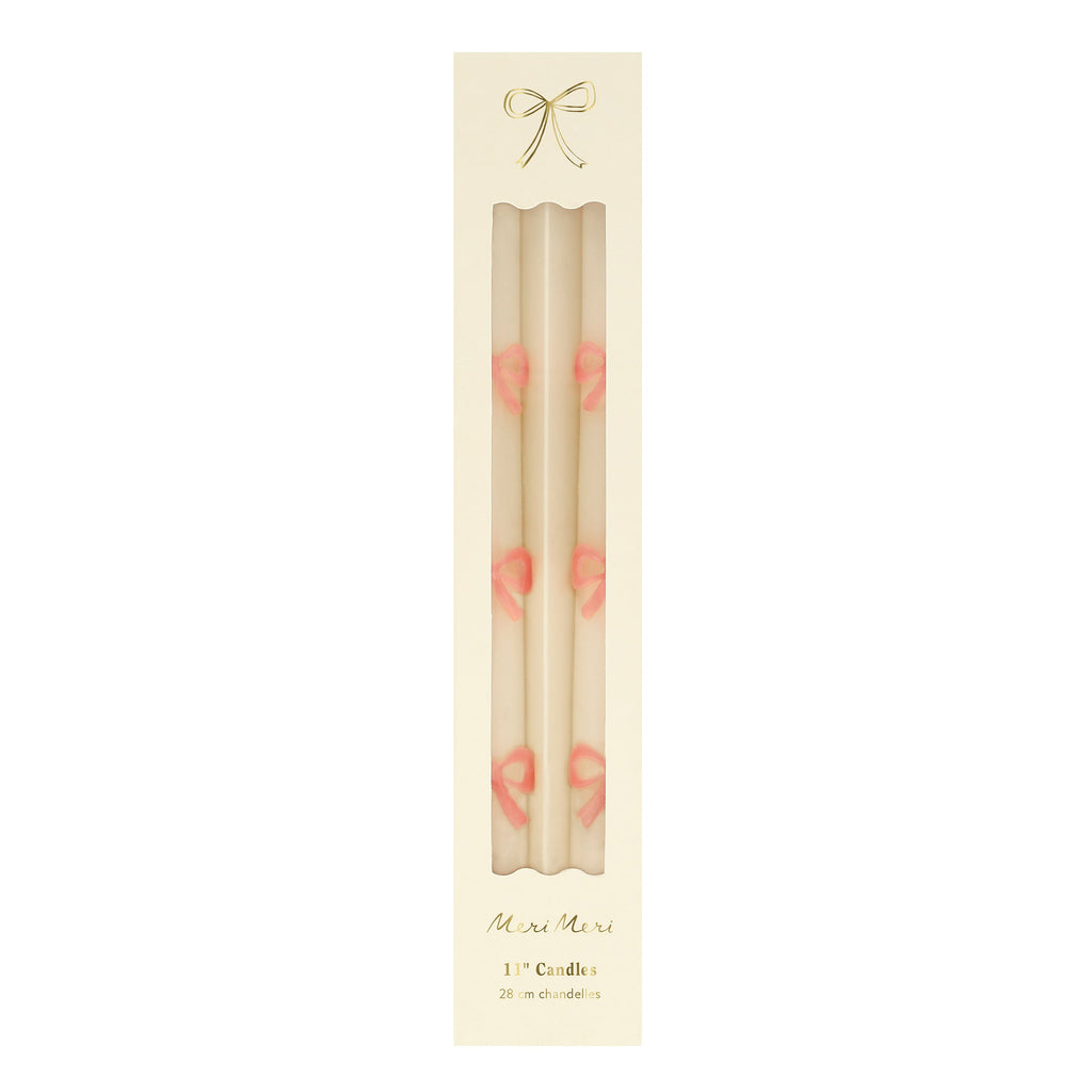 Pink Bow Taper Candles