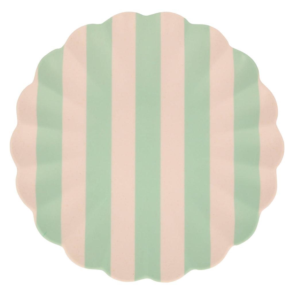 "Stripy Reusable Bamboo Large Plates, Set of 6"