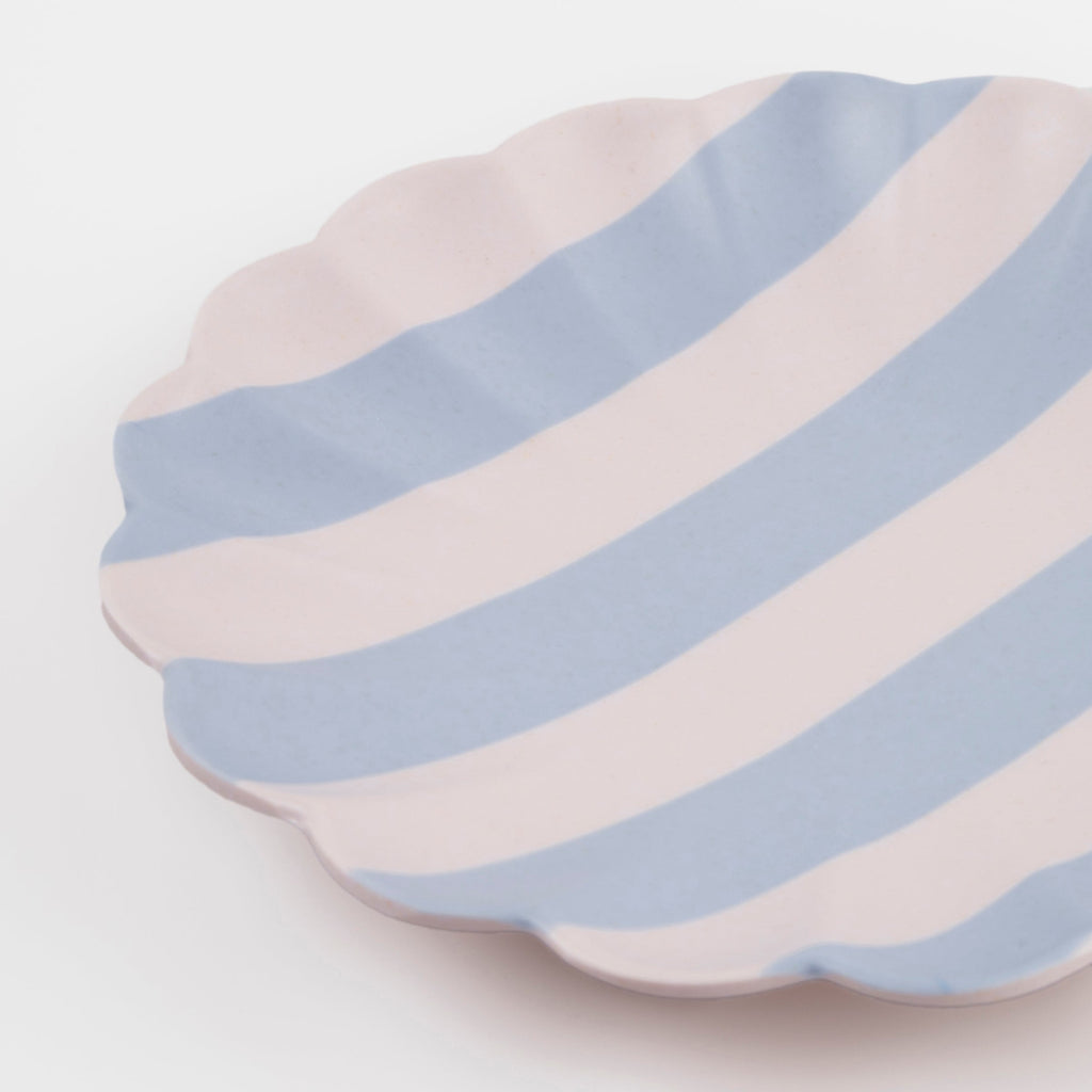 "Stripy Reusable Bamboo Small Plates, Set of 6"
