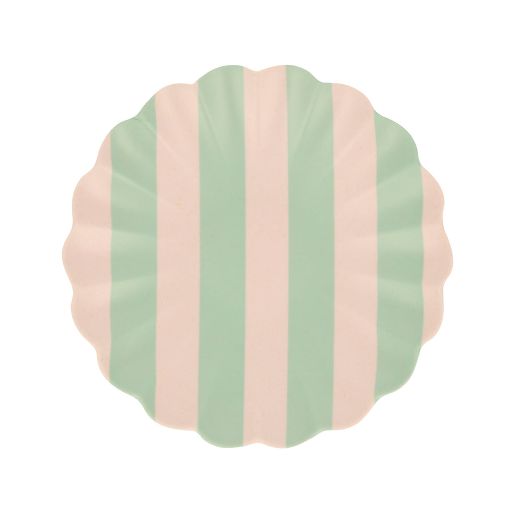 "Stripy Reusable Bamboo Small Plates, Set of 6"