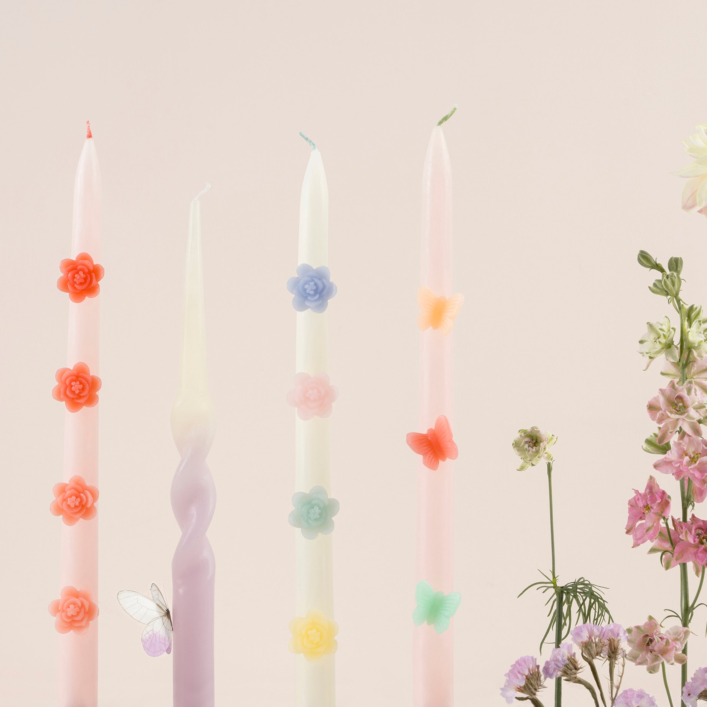 Pastel Flower Taper Candles