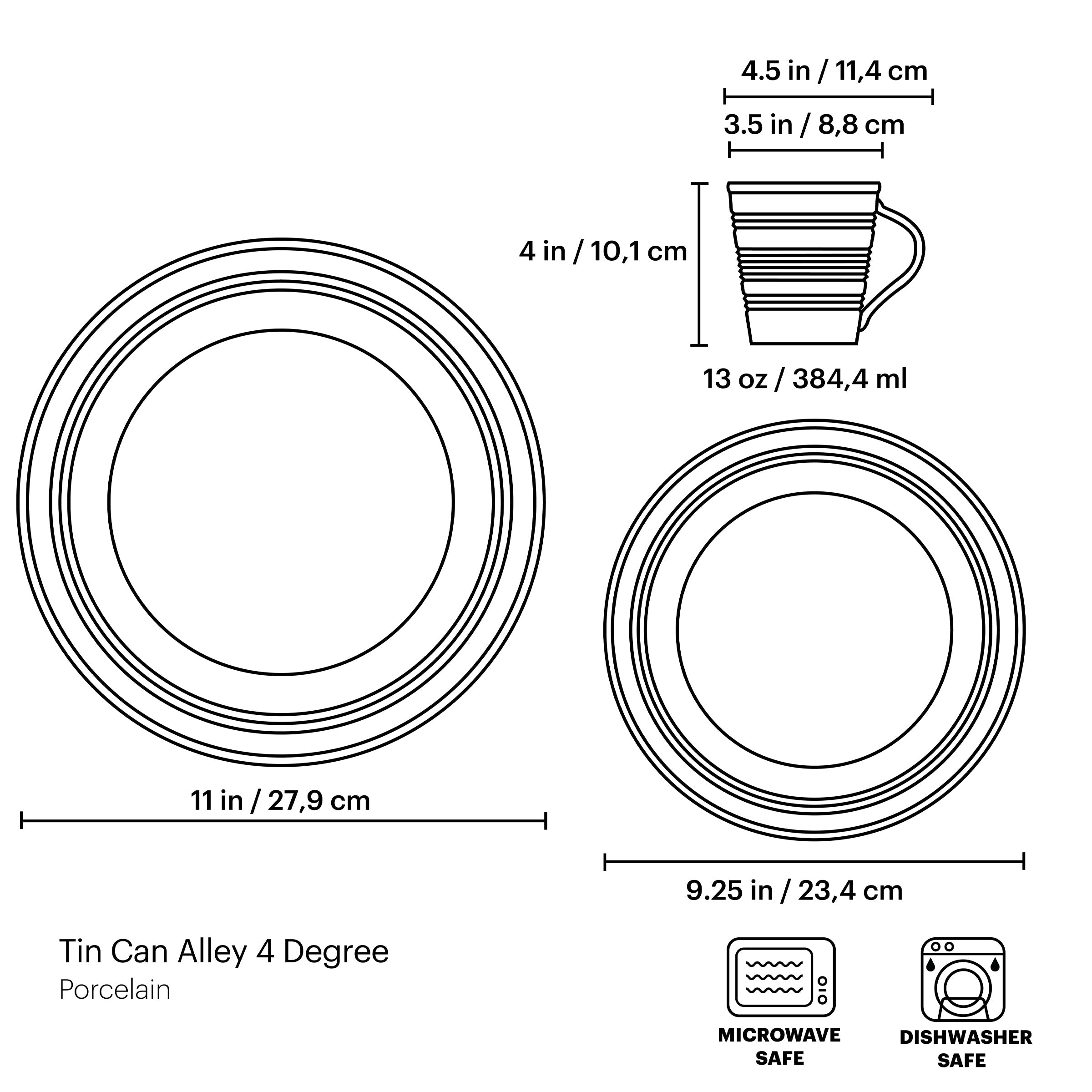 Tin Can Alley Four Degree 12-Piece Dinnerware Set