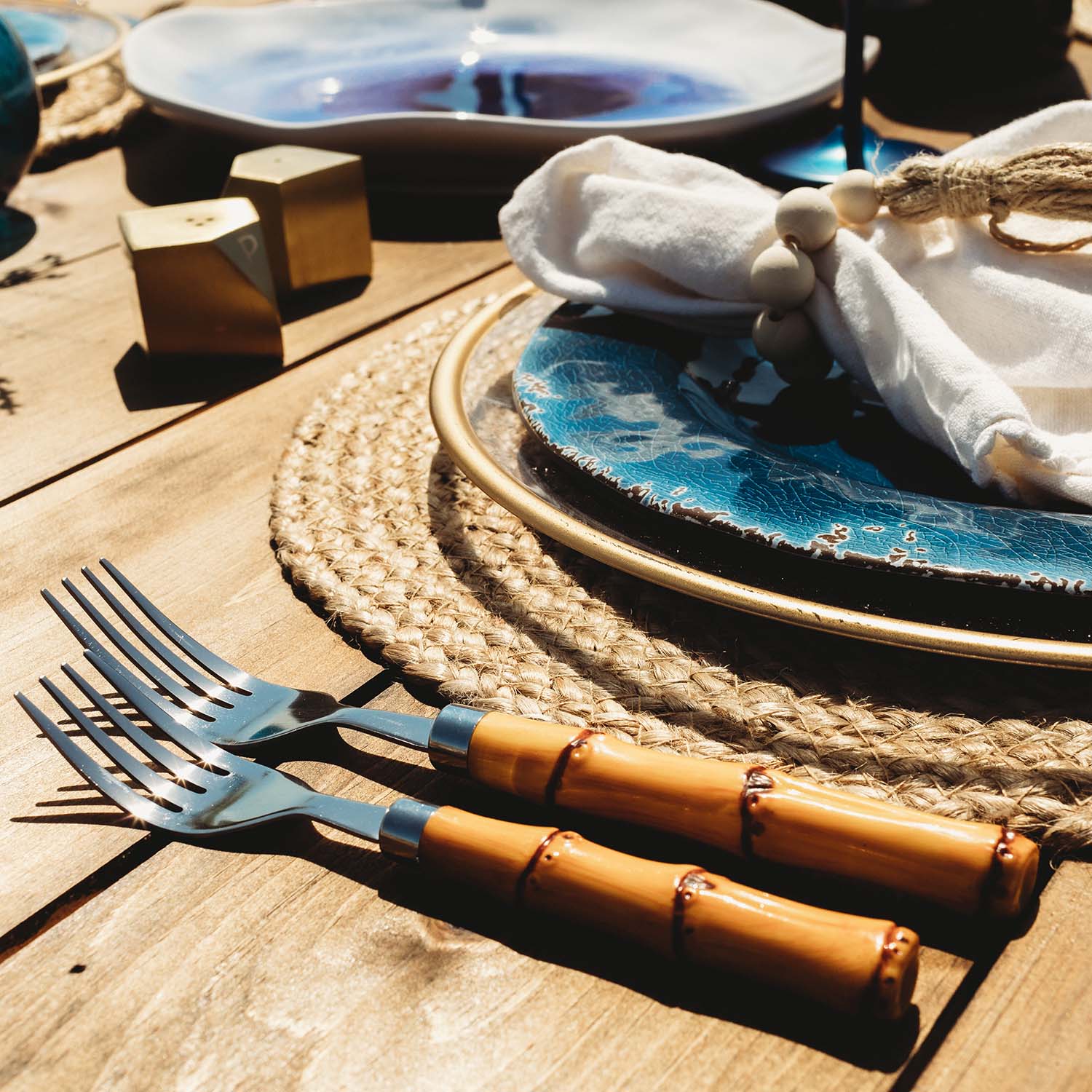 Bamboo Handle 20-Piece Flatware Set