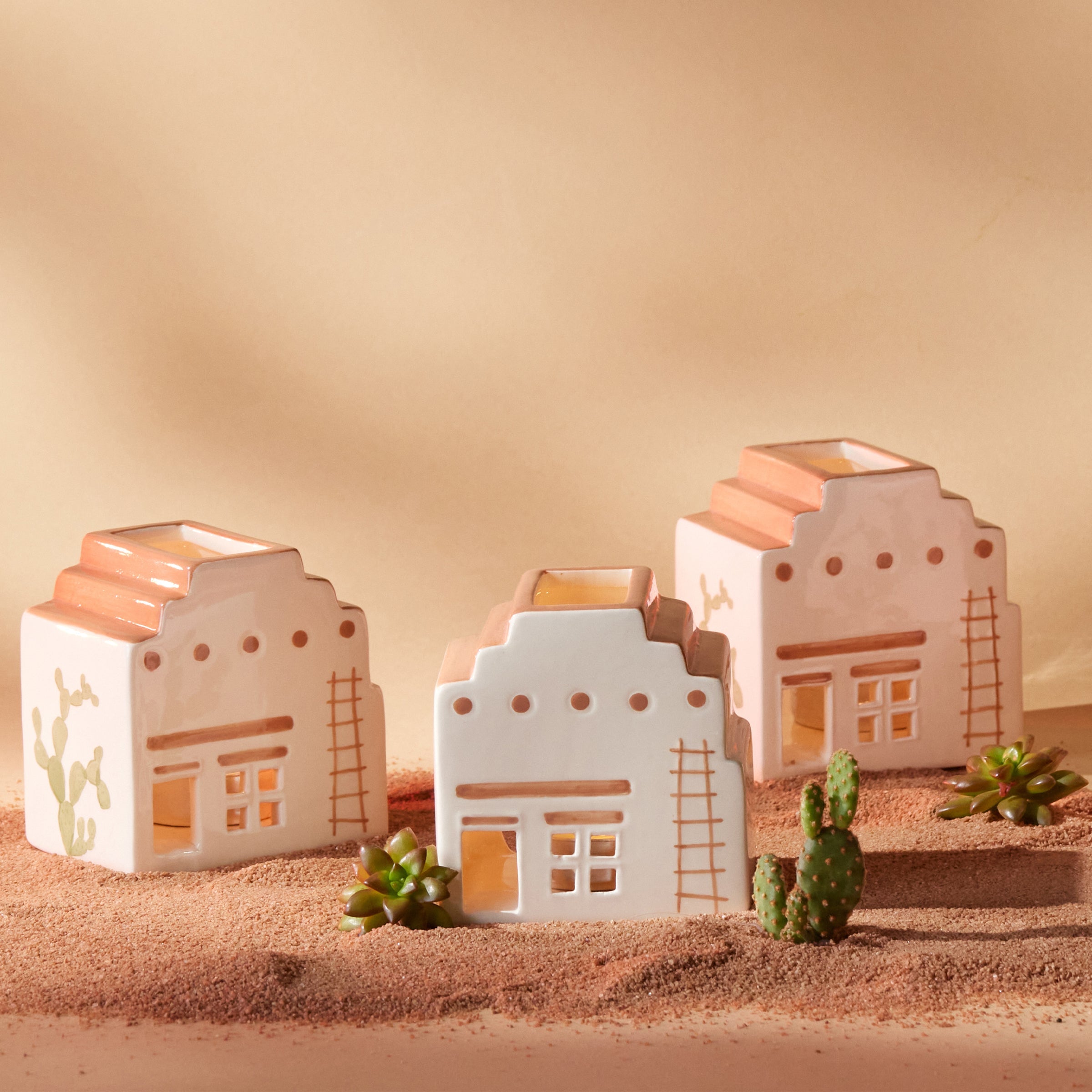 "Incense House with Tea Light + 20 Cones, Santa Fe Adobe"